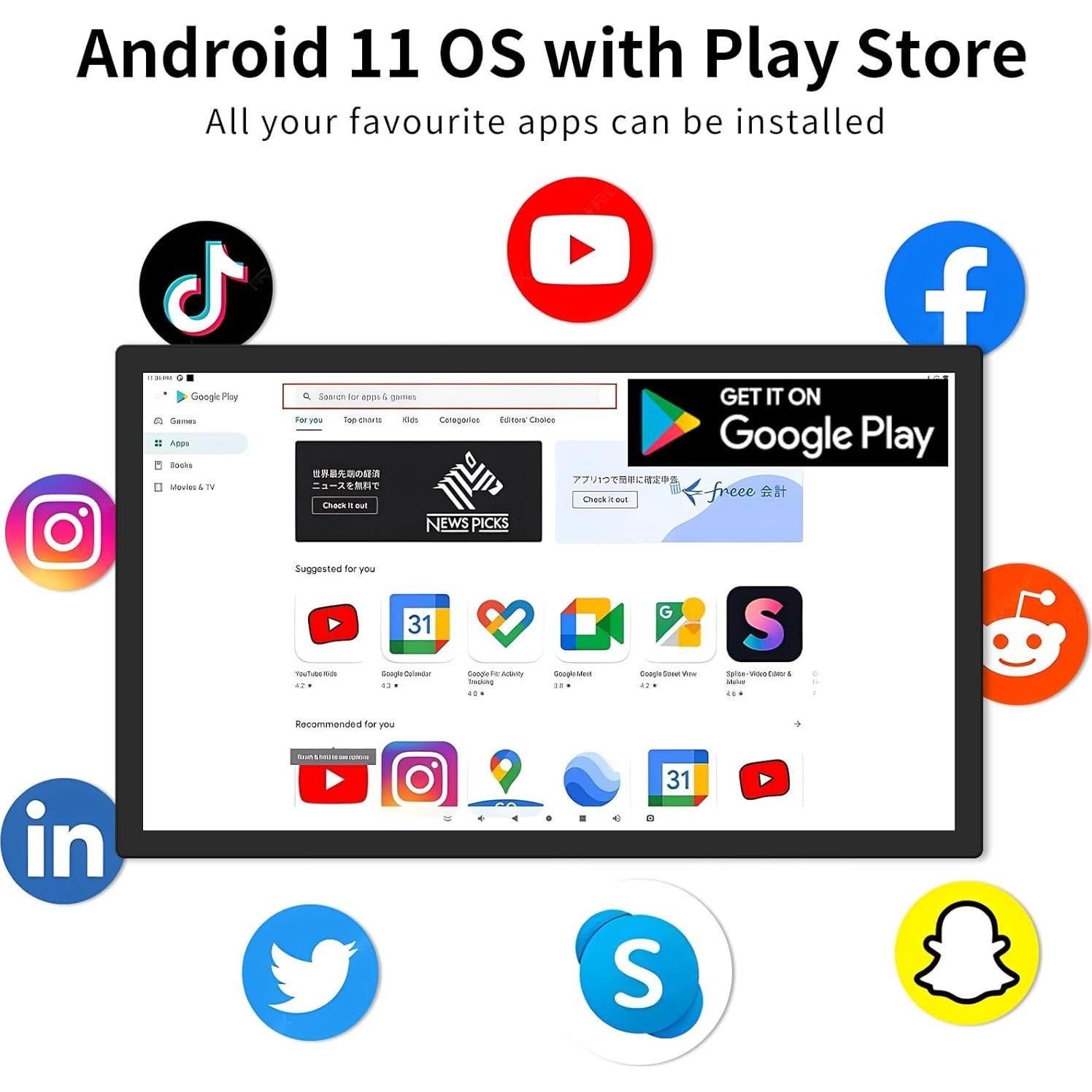 Pantalla Digital Táctil 15.6" AYSTekMann FHD 1920x1080 Android 11