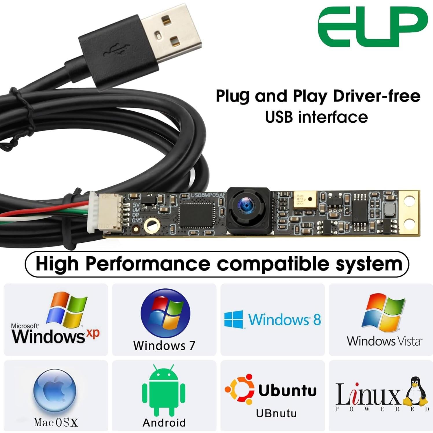 Cámara USB 8MP IEights con Micrófono y Ángulo Amplio 105°