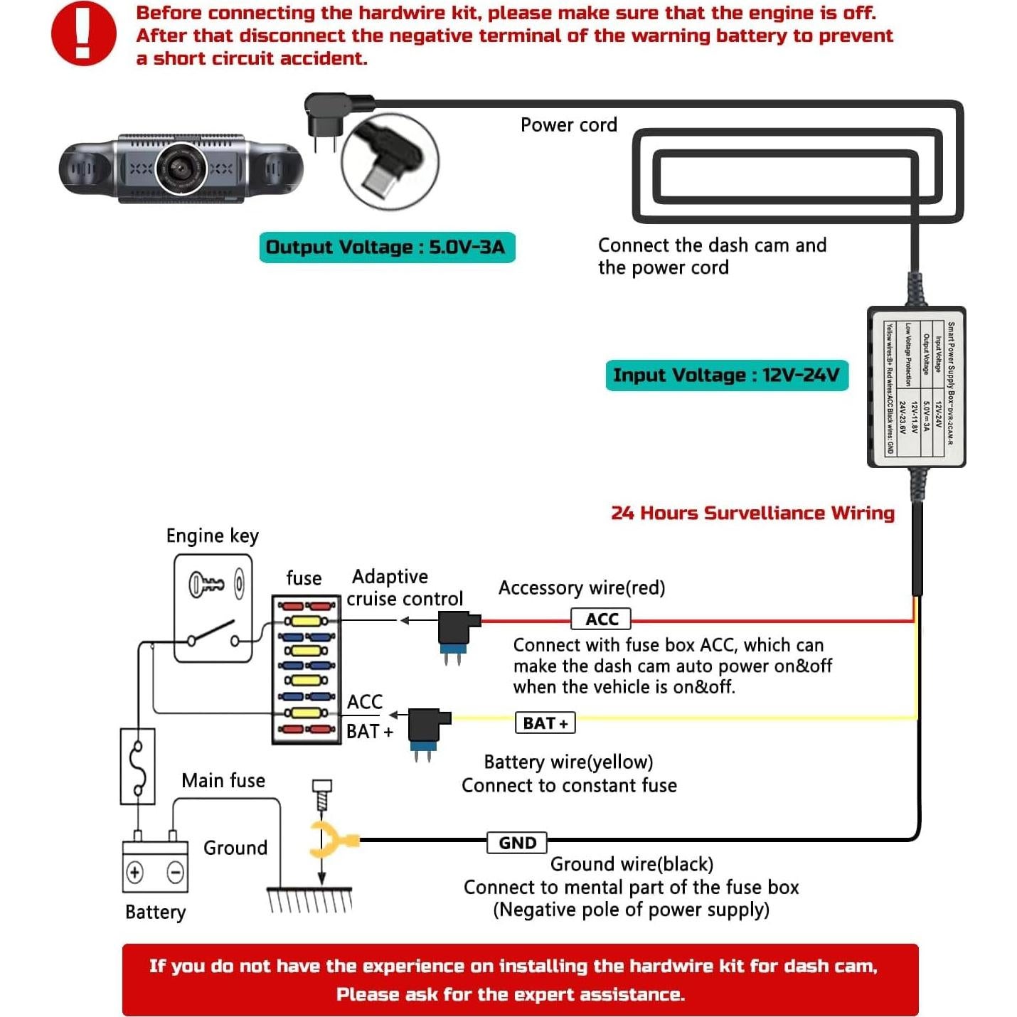 Adaptador de Alimentación Universal para Dashcam CJG 12V a 5V