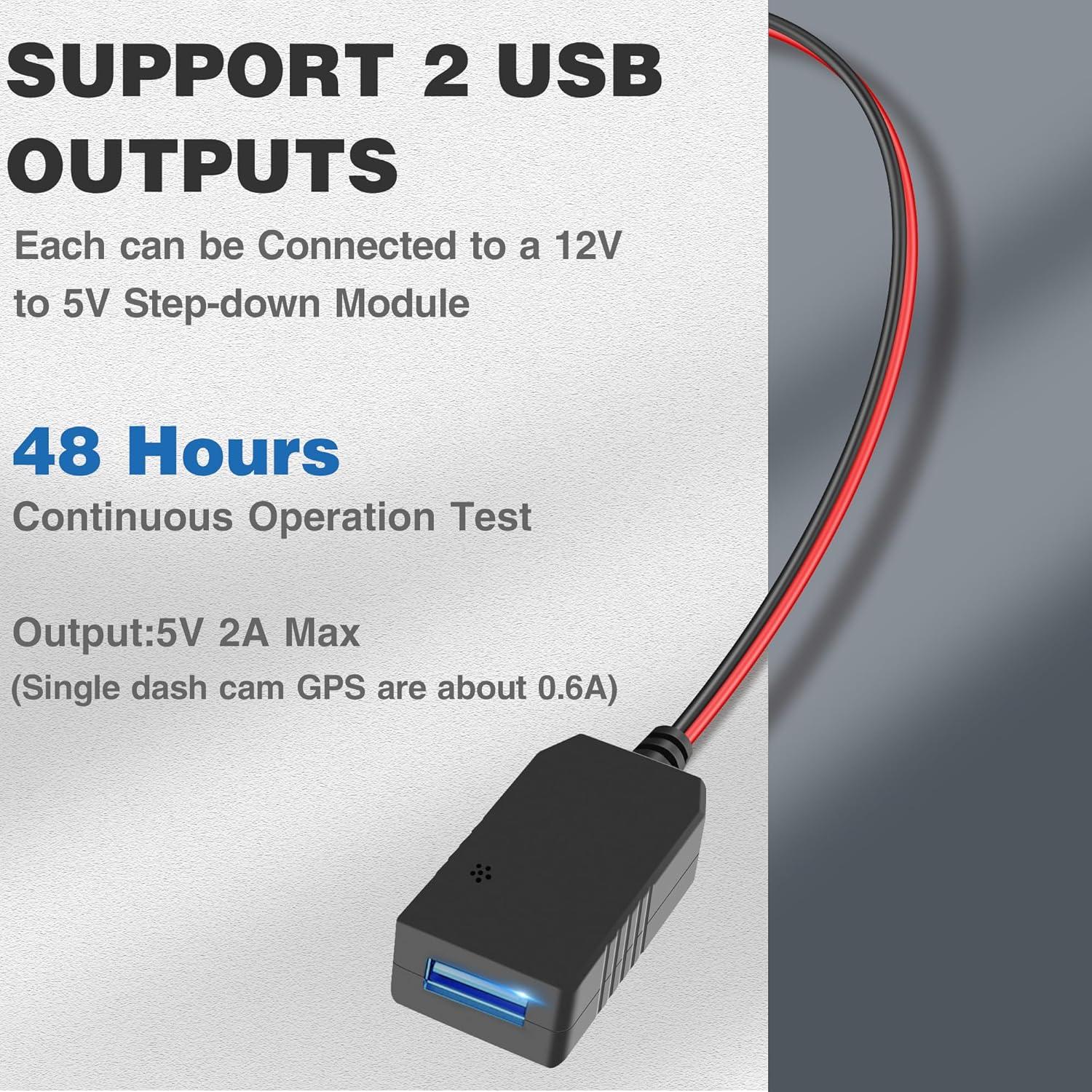 Adaptador de Alimentación para Dashcam YQMAJIM 12V a 5V USB