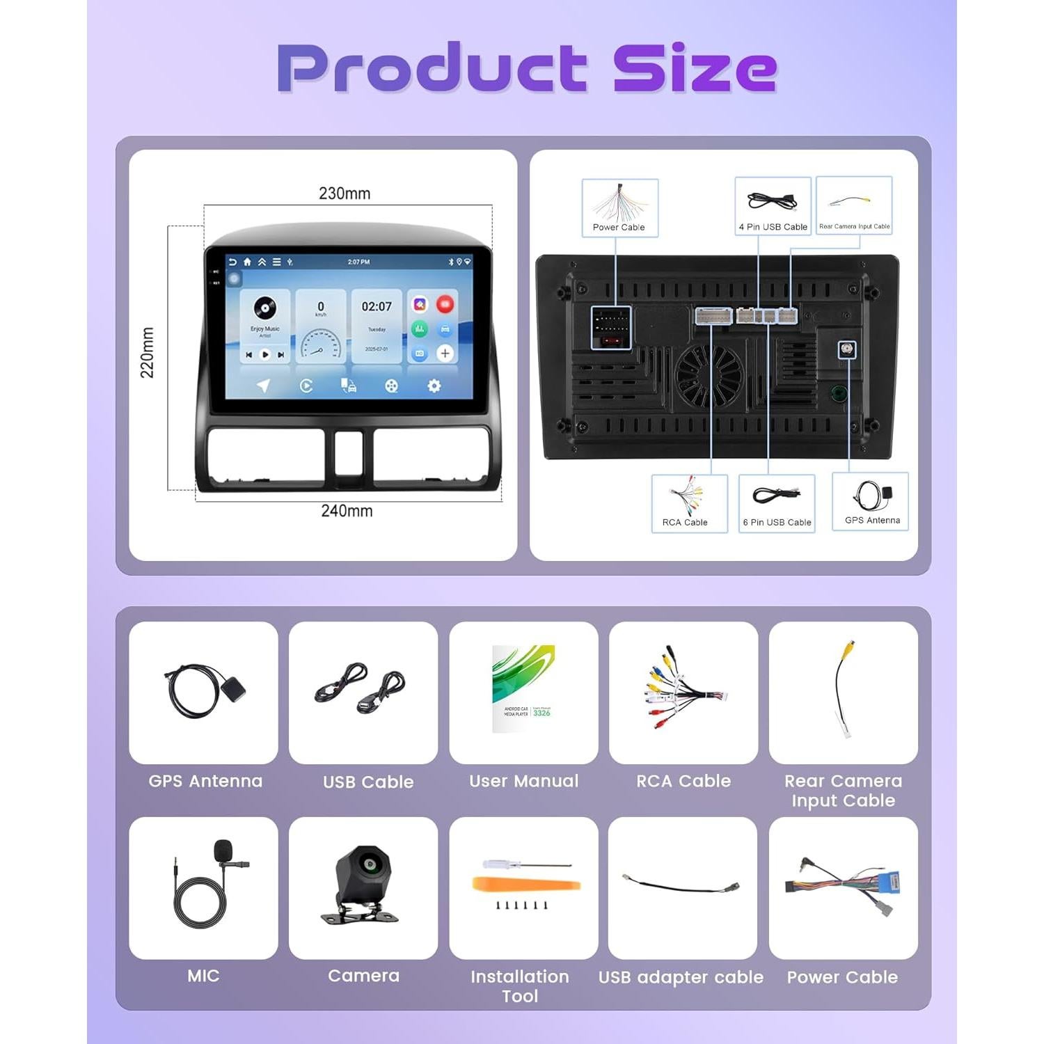 Radio de coche Rimoody Android 9" para Honda CRV 2002-2006