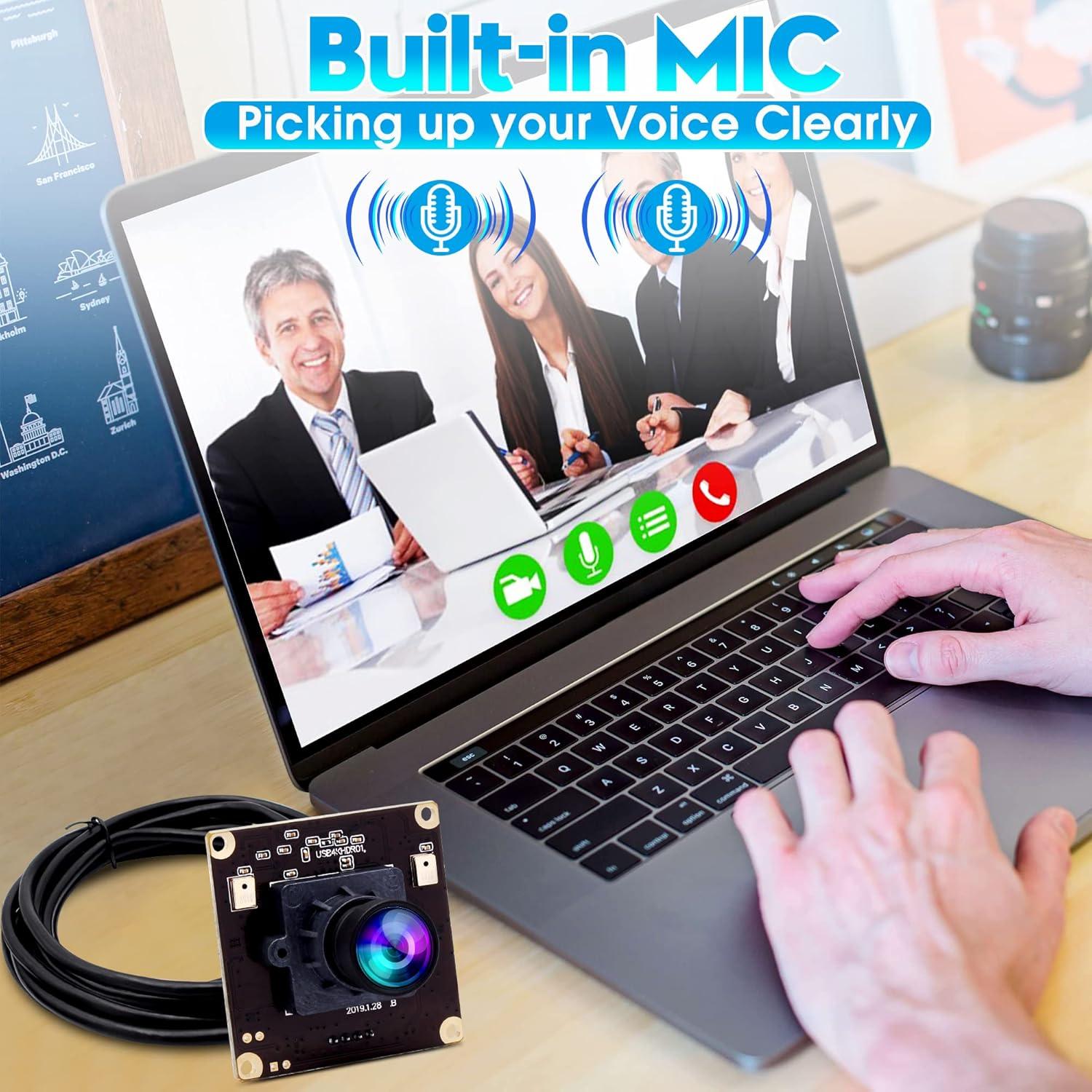 Cámara USB 4K ELP IMX317 con Micrófono Doble 100°