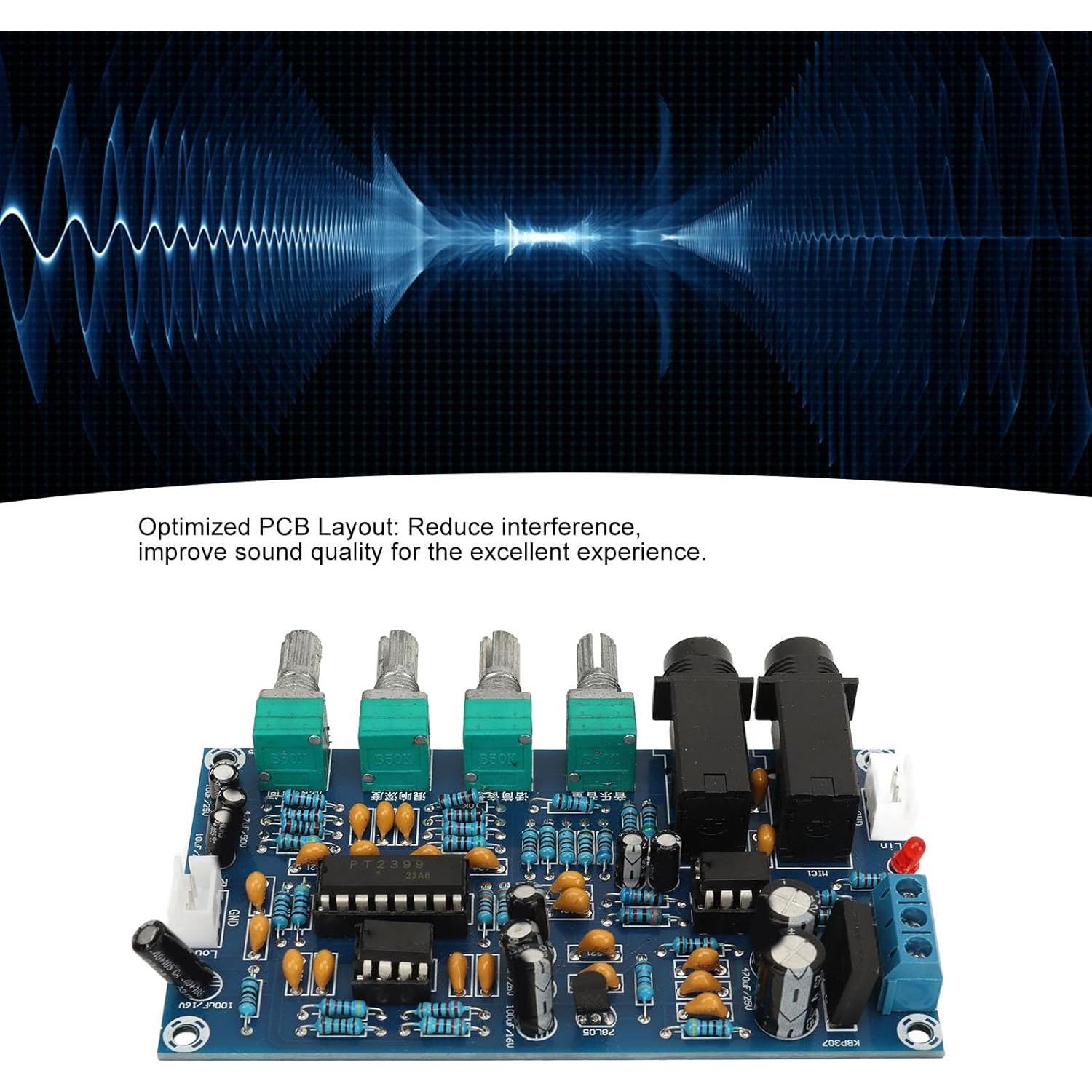 Placa de Reverberación de Micrófono PT2399 12V AC Componentes