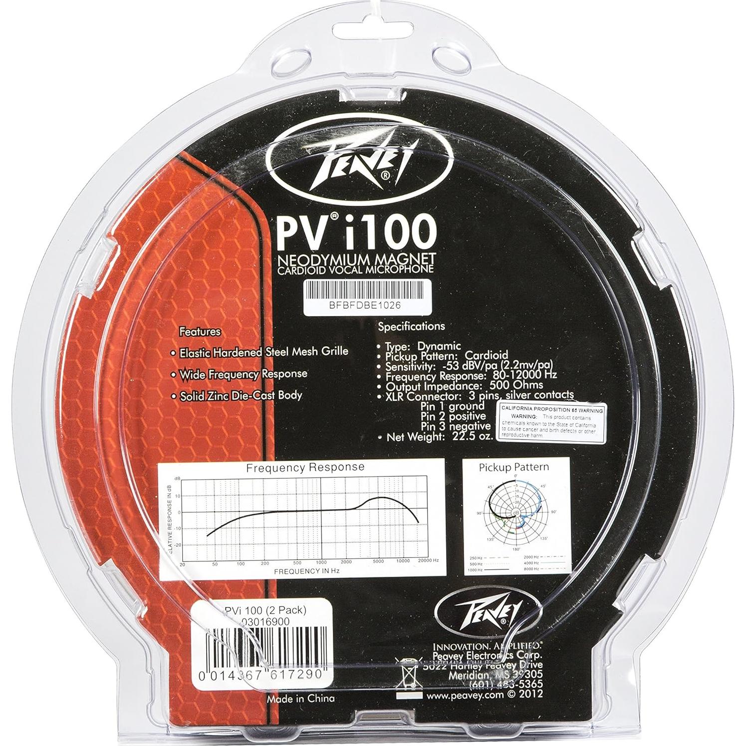 Paquete de 2 Micrófonos Dinámicos Cardioides Peavey PVi 100