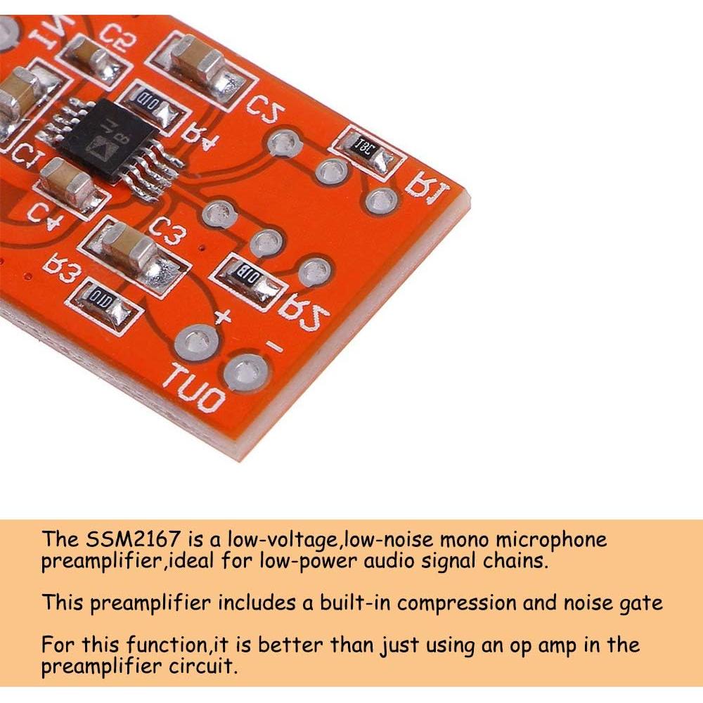 KOOBOOK Preamplificador de Micrófono SSM2167 2 Pcs DC 3V-5V
