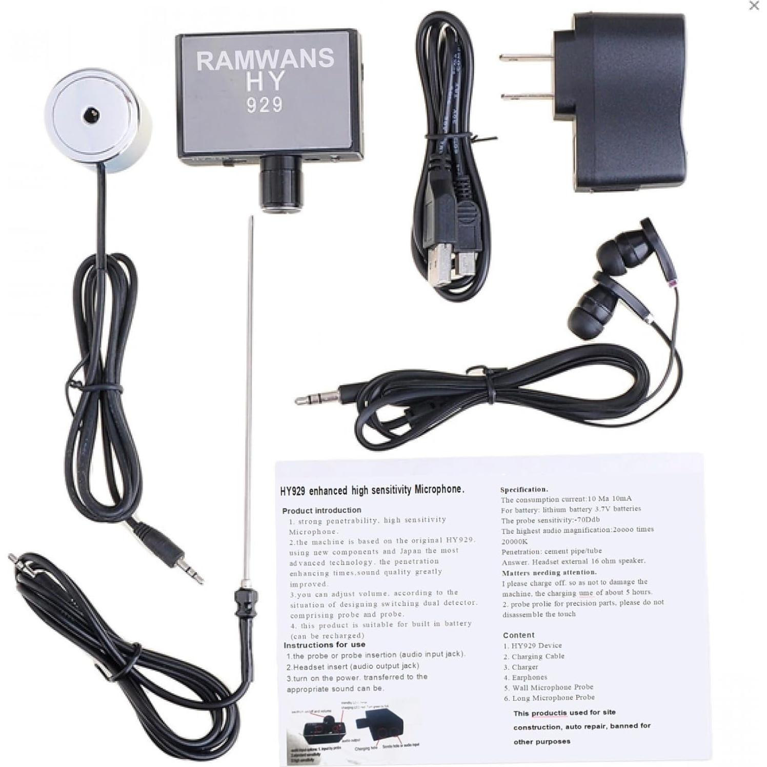 Micrófono Amplificador de Contacto RAMWANS A-1+R - Escucha a Través de Paredes