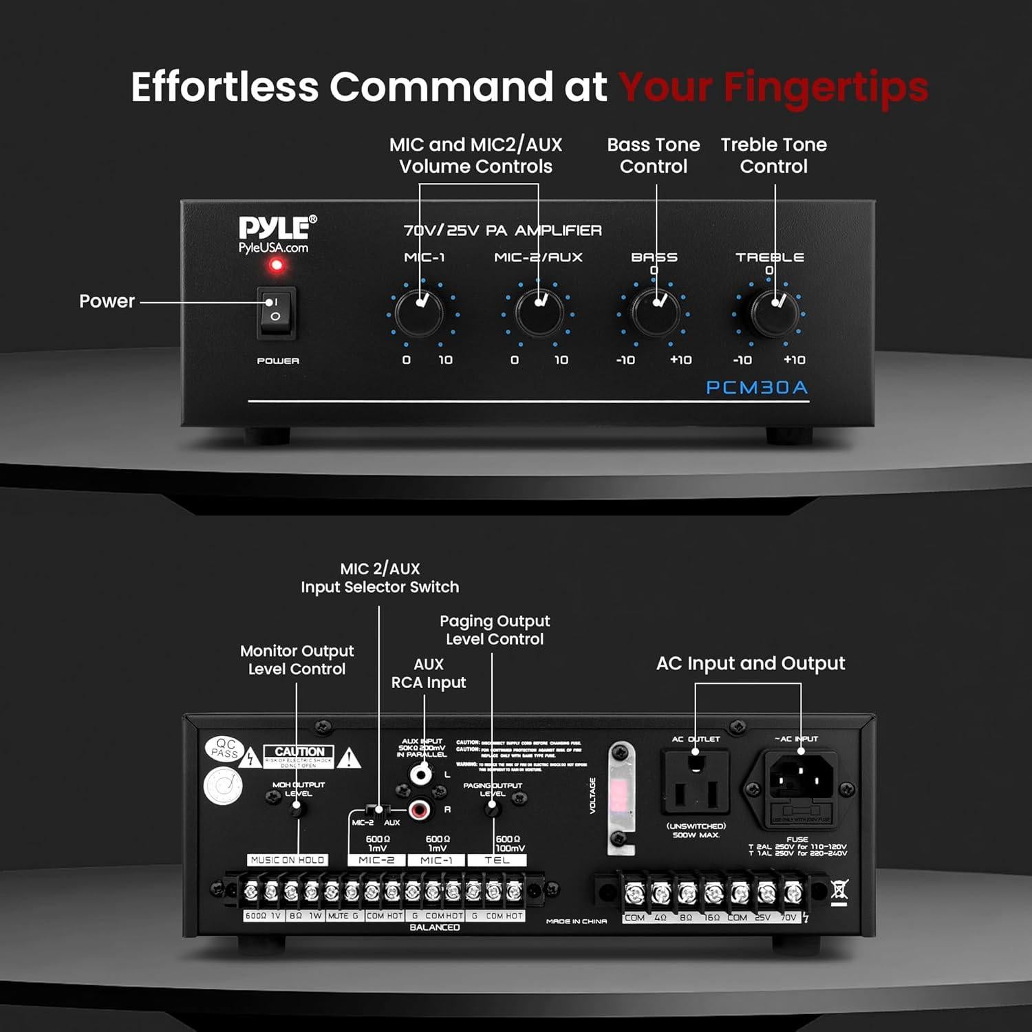 Amplificador de Potencia Mini Pyle PCM30A - 60W Bluetooth