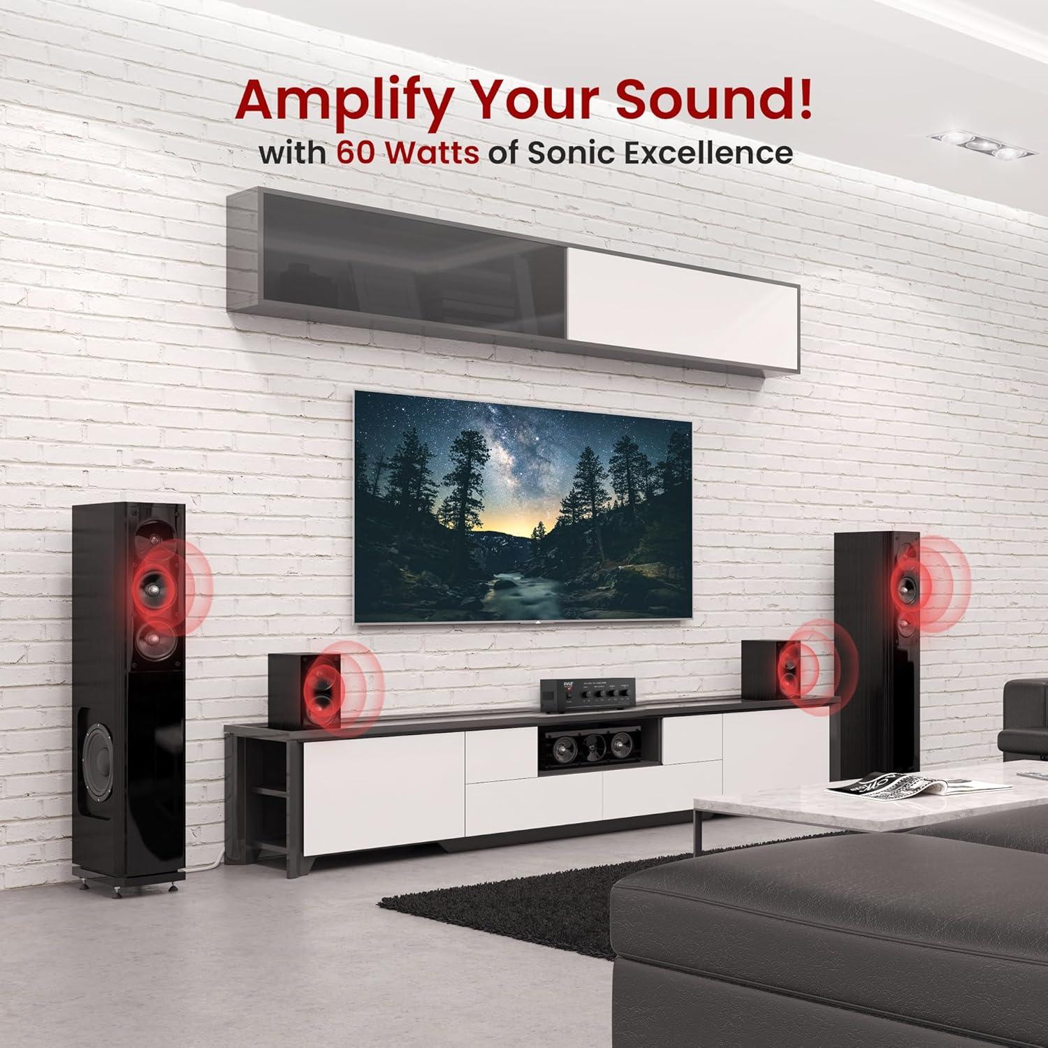 Amplificador de Potencia Mini Pyle PCM30A - 60W Bluetooth