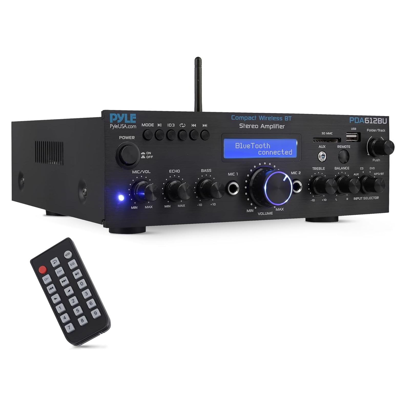 Amplificador Estéreo Bluetooth Pyle PDA612BU 200W FM USB SD