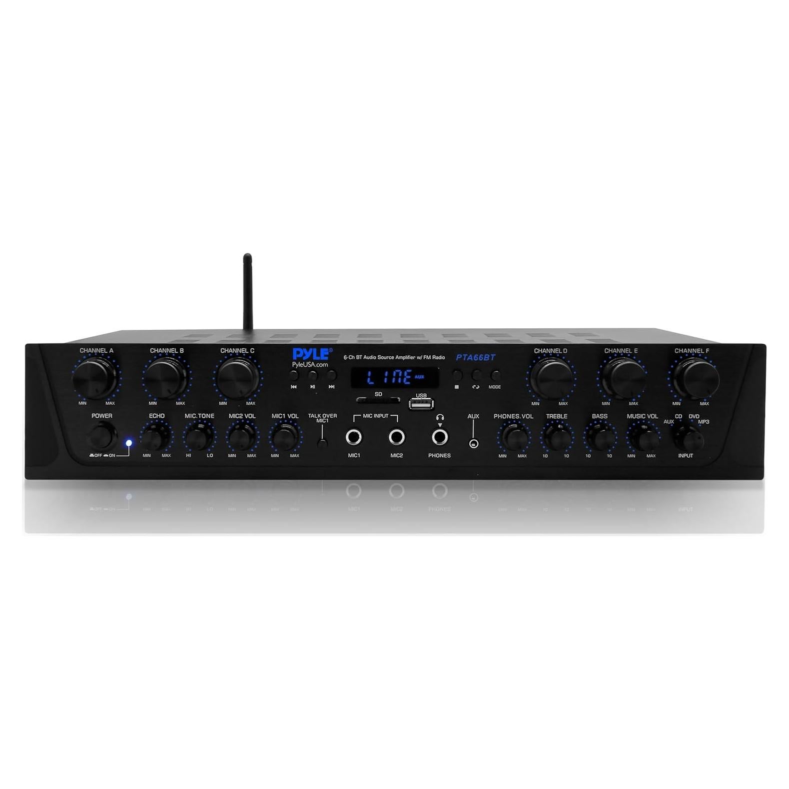 Amplificador de Audio Bluetooth Pyle PTA66BT 600W 6 Canales