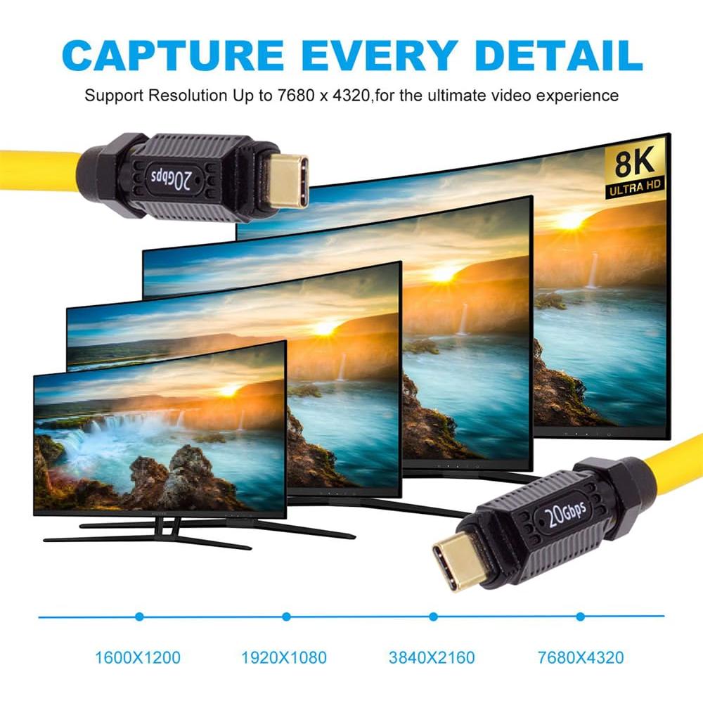 Cable USB-C xiwai 1m USB4 20Gbps 8K 140W Macho a Macho