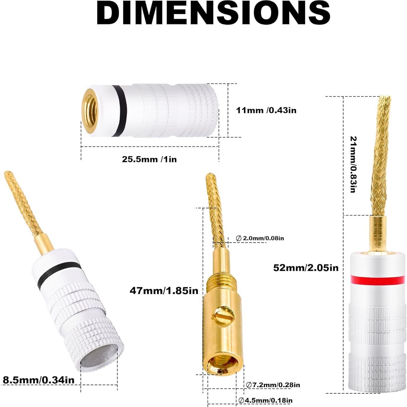 Conectores de Altavoz Flex Pin Banana YARCHON - 8 Piezas
