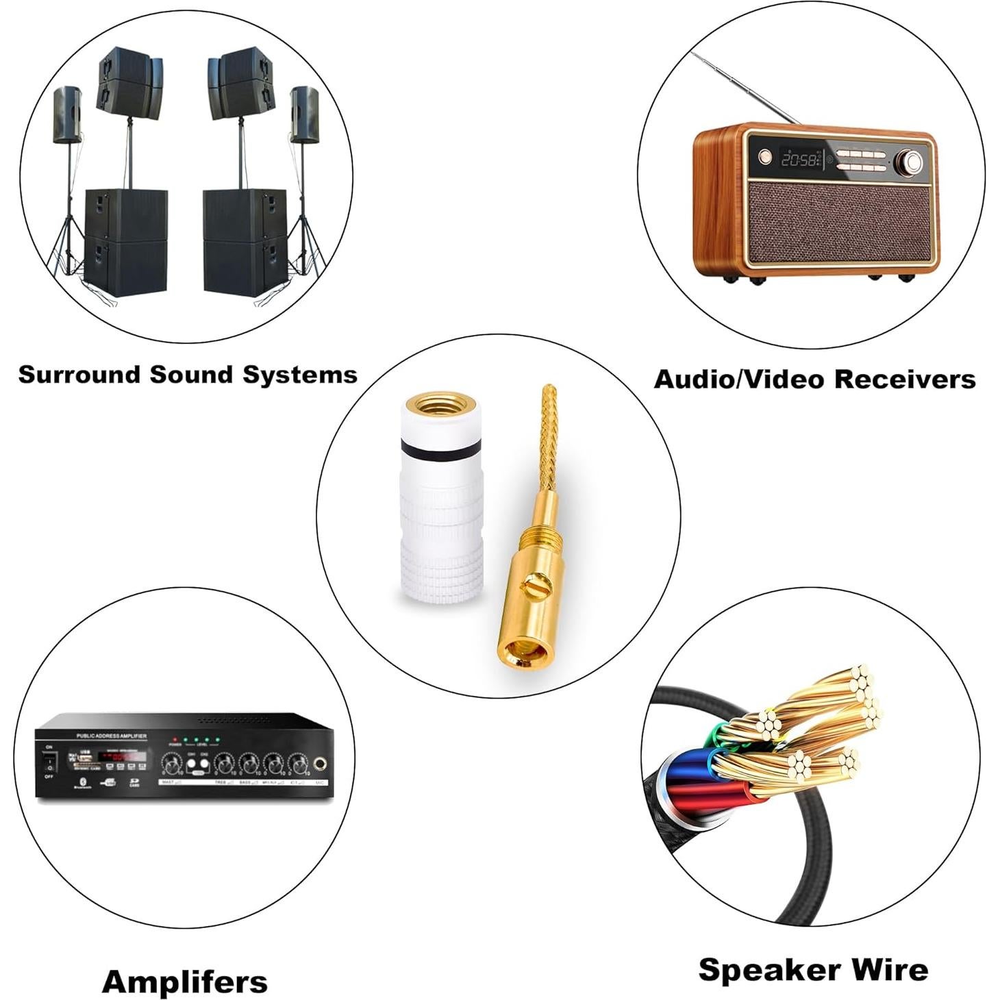 Conectores de Altavoz Flex Pin Banana YARCHON - 8 Piezas