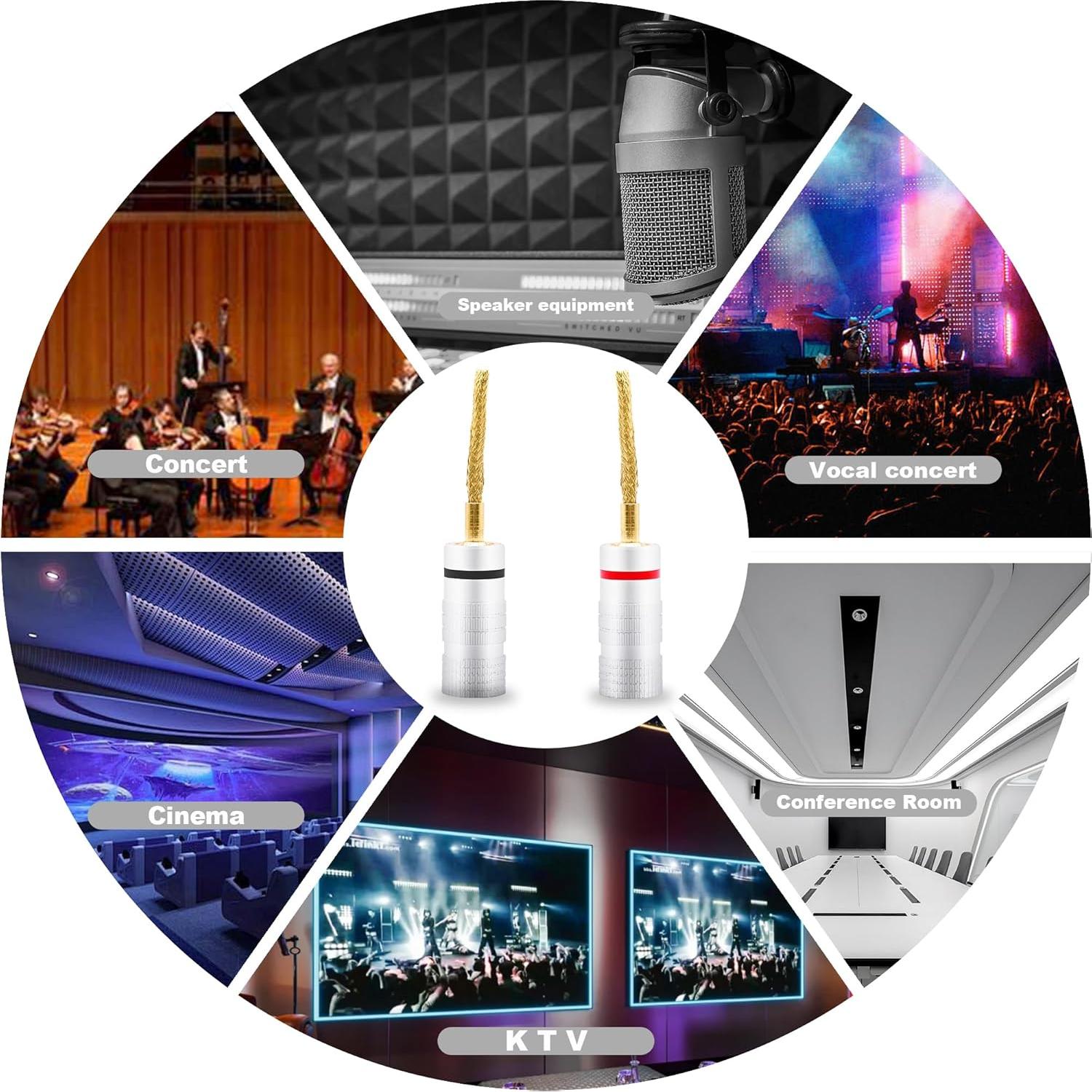 Conectores de Altavoz Flex Pin Banana YARCHON - 8 Piezas