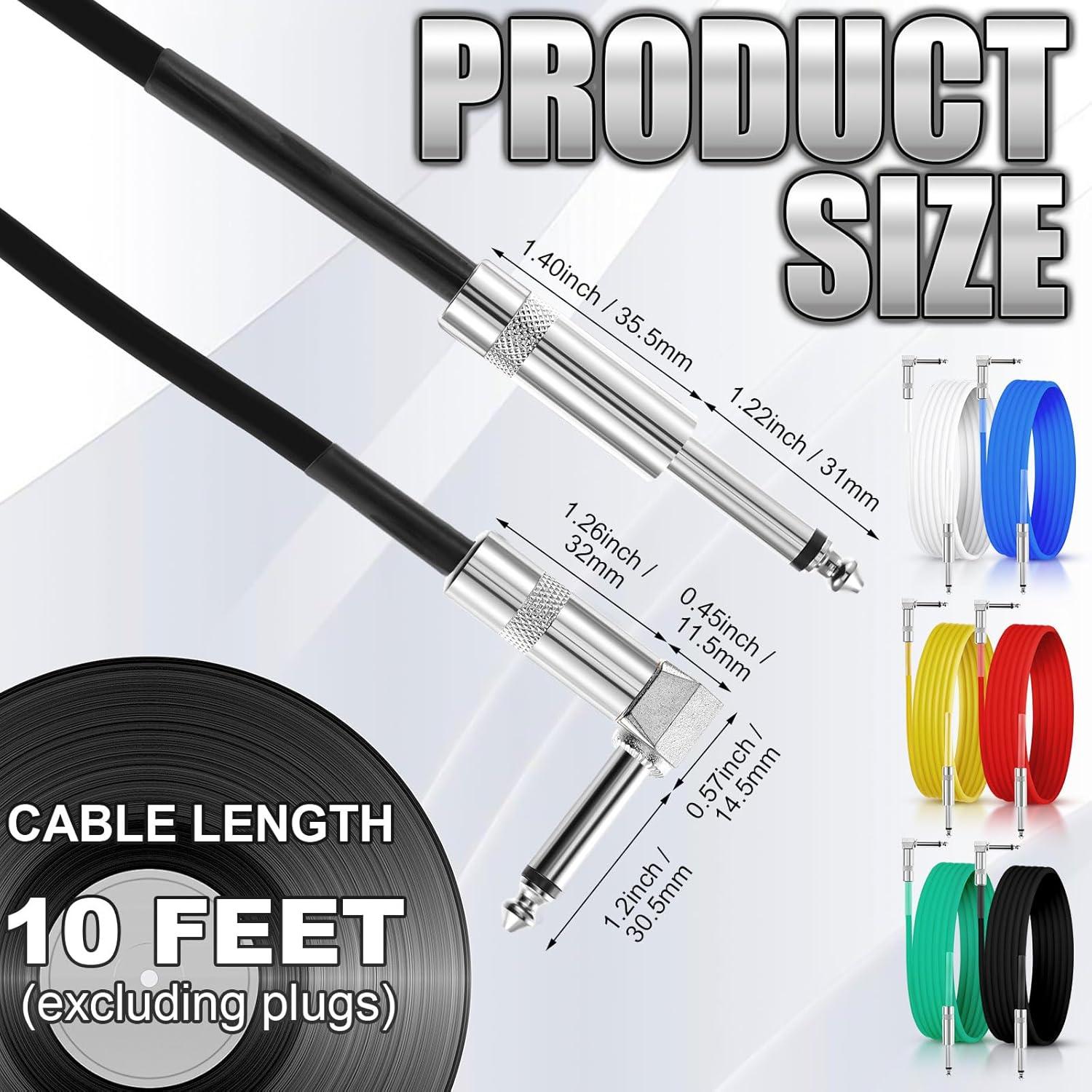 Paquete de 6 Cables de Guitarra 3m Fiada Multicolor