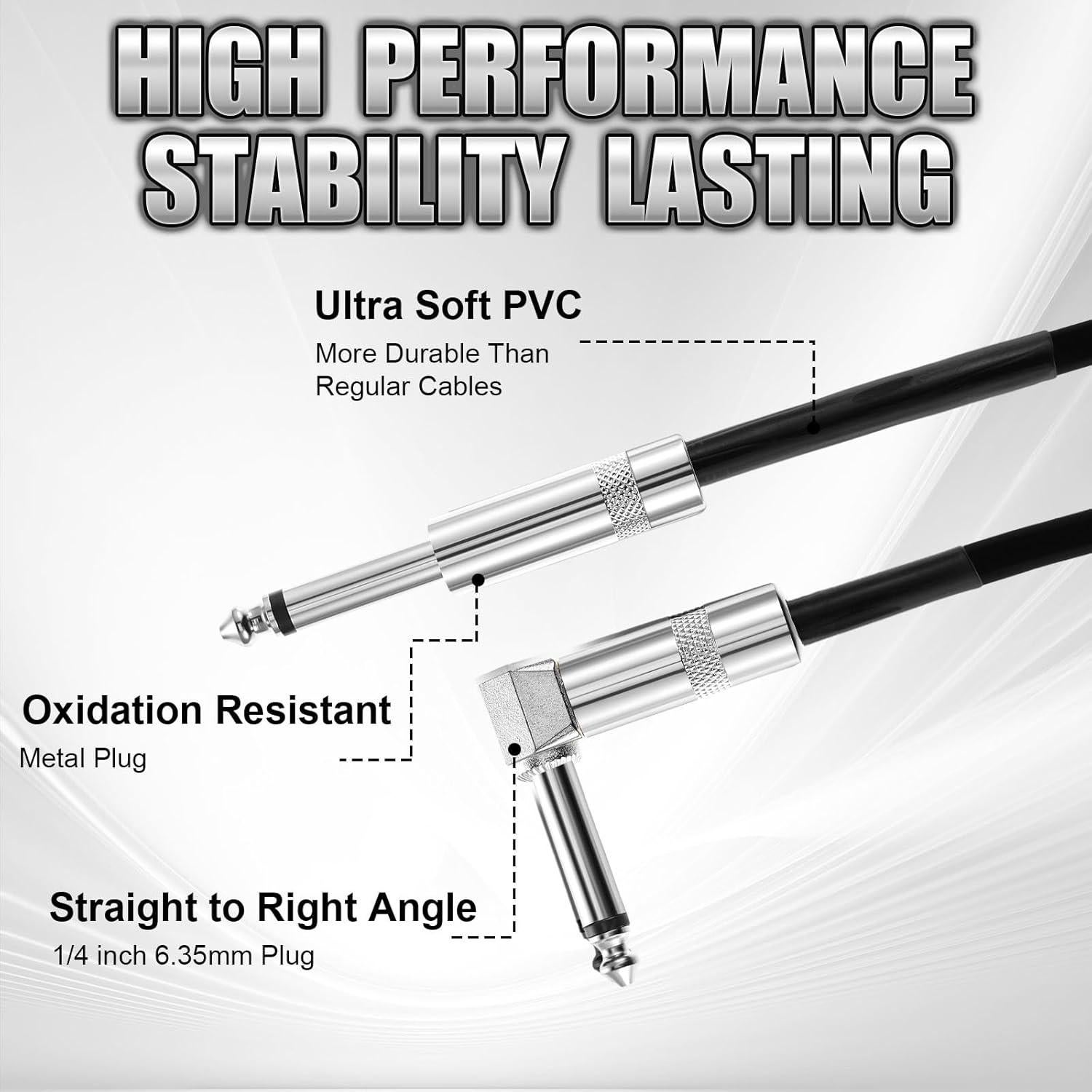 Paquete de 6 Cables de Guitarra 3m Fiada Multicolor