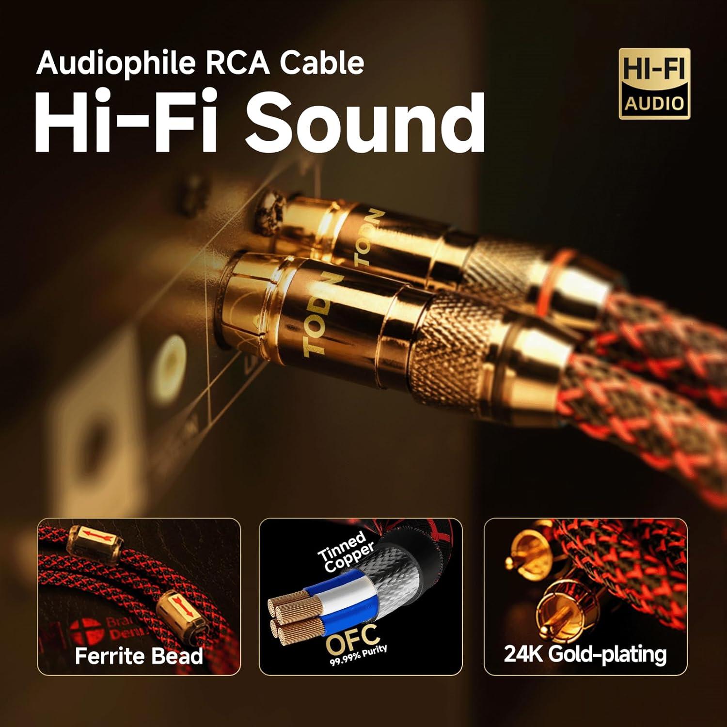 Cable RCA HiFi TODN 0.91m Blindado 4 Núcleos OFC