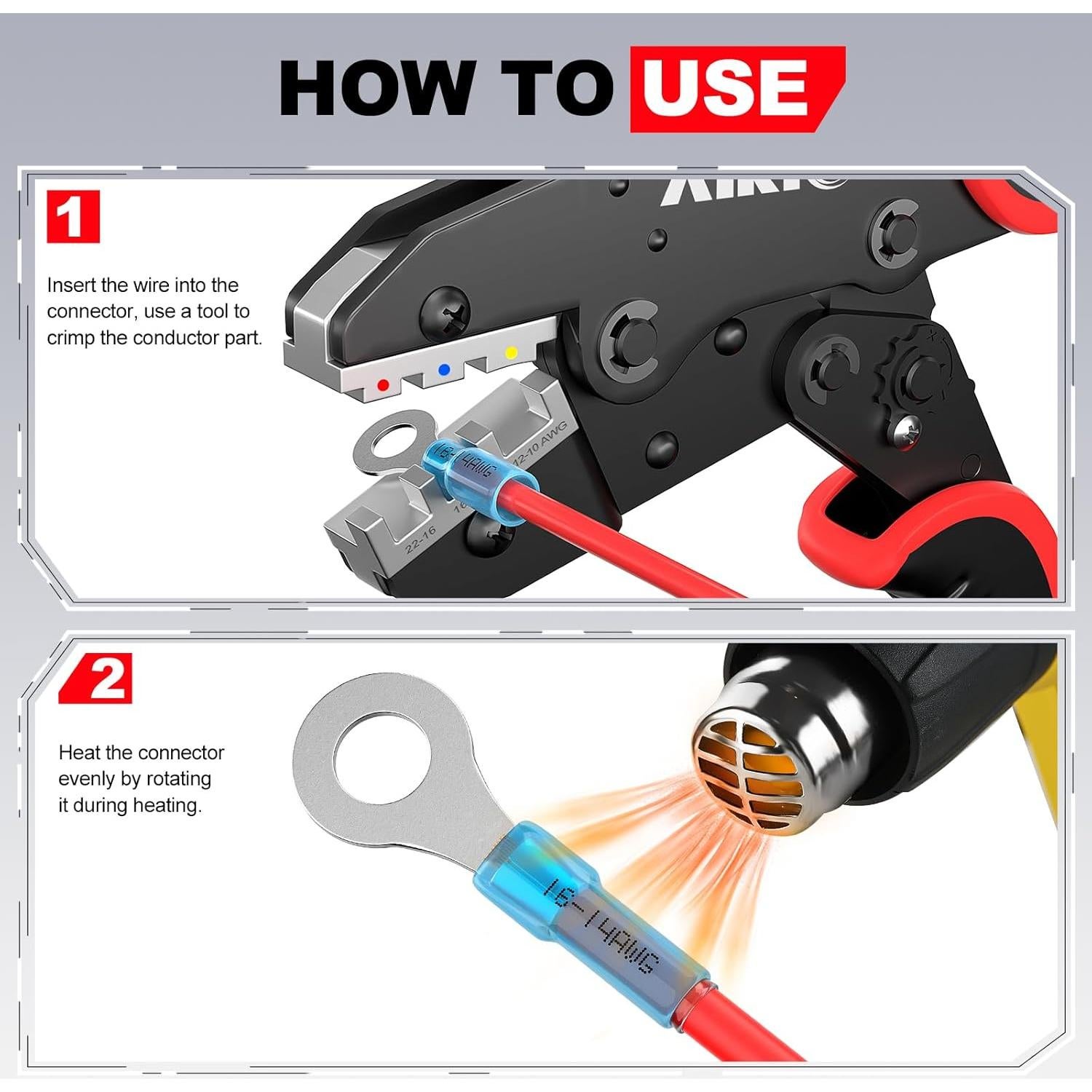 Conectores de Anillo Termocontraíbles AIRIC 12-10 AWG 50 PCS