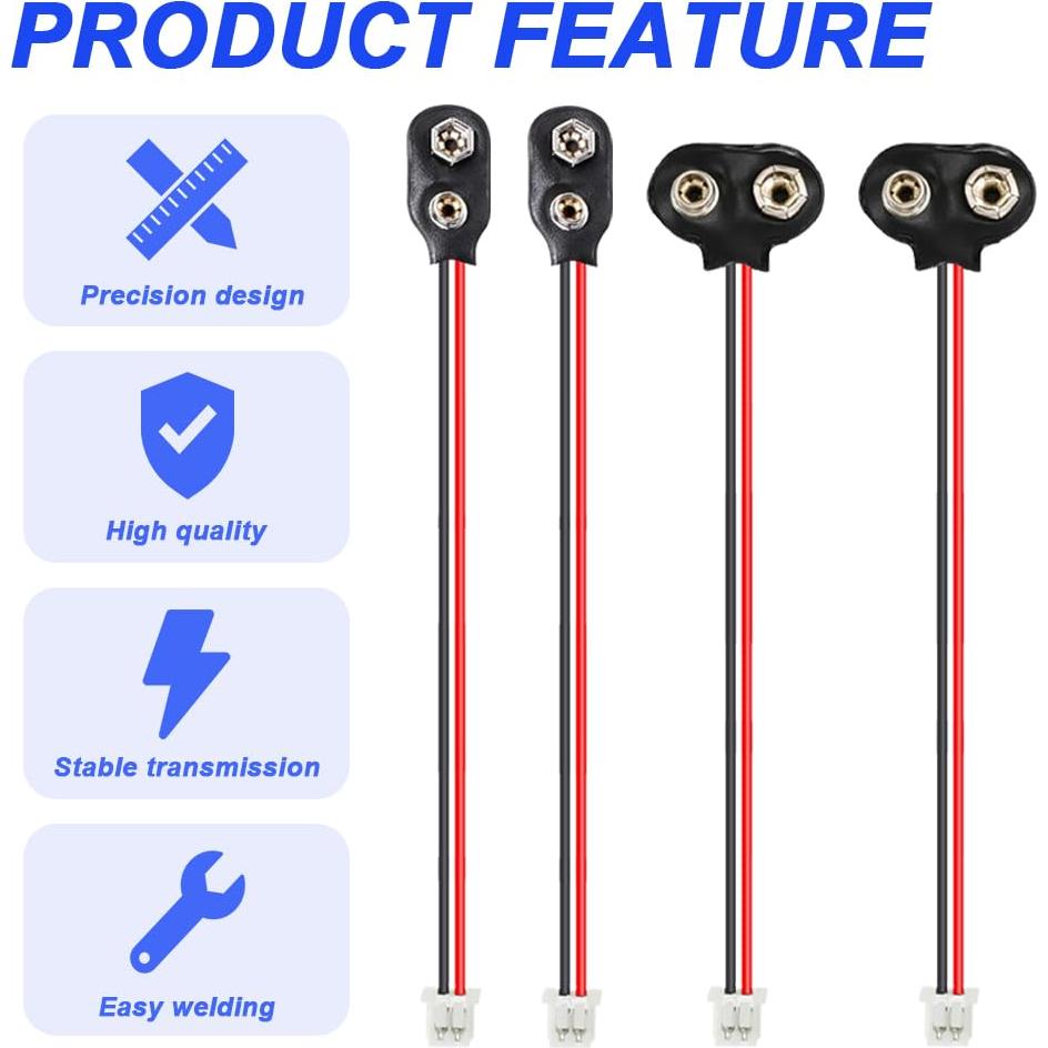 Conector de Batería 9V PH2.0 Tipo I y T - Paquete de 20