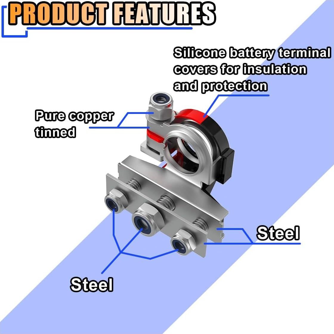 Conectores de Terminal de Batería SMILFUY 3 Vías 12V Coche