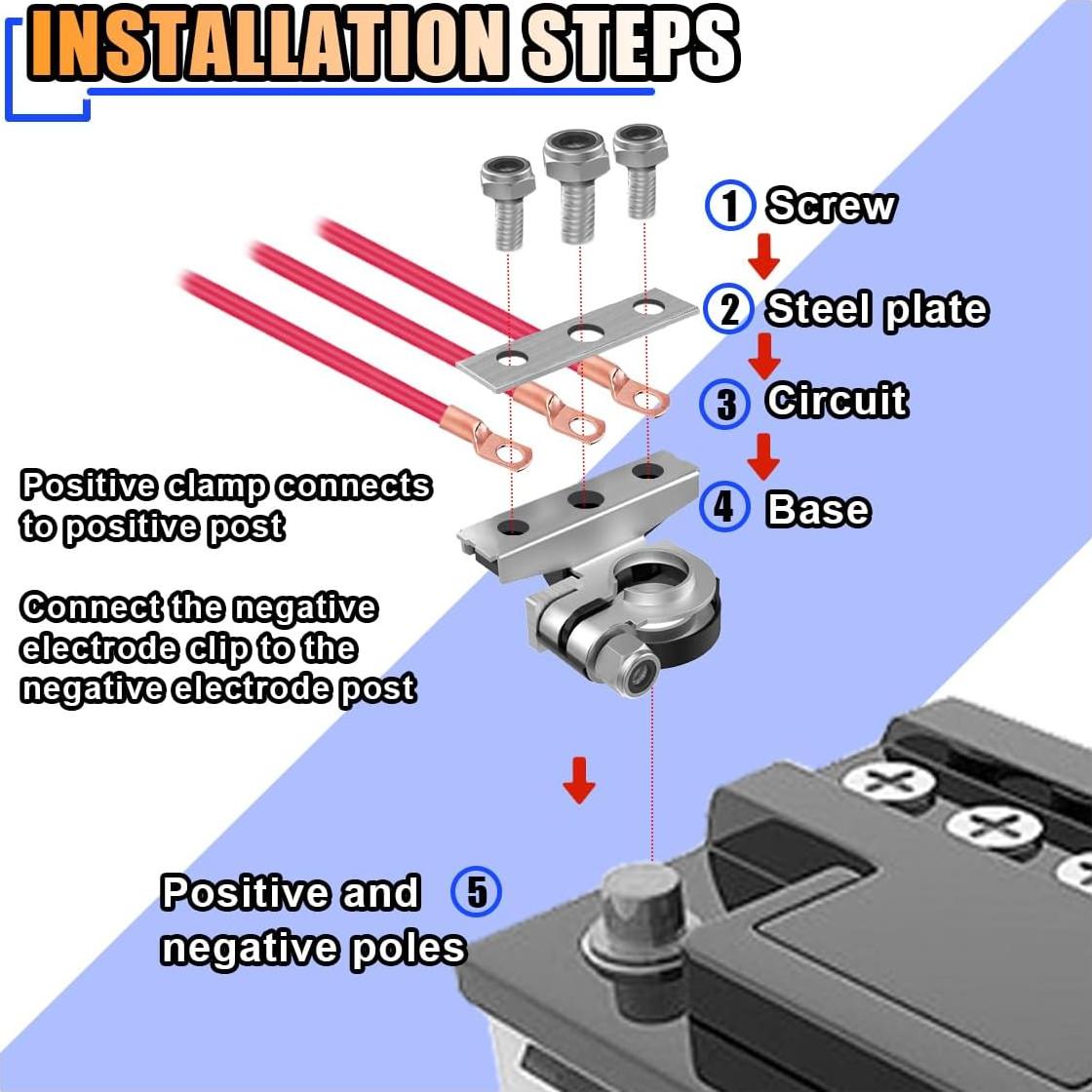Conectores de Terminal de Batería SMILFUY 3 Vías 12V Coche