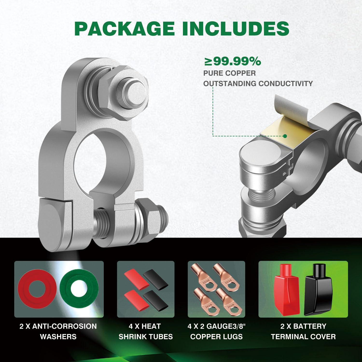 Conectores de Terminal de Batería Techie 2PCS Alta Resistencia