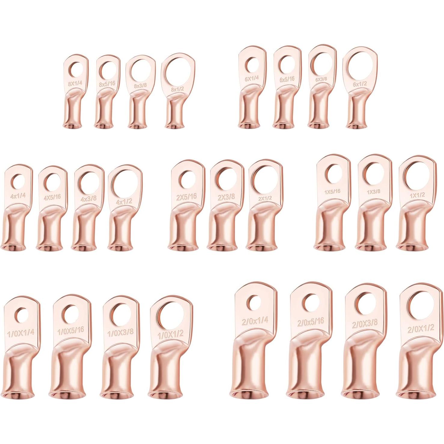 Conectores de Batería XHF 10pcs 2 AWG-3/8 Cobre con Termocontraíble