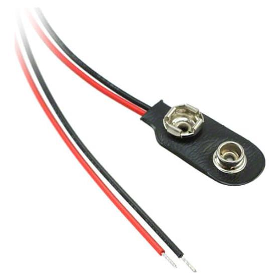 BS6I-HD Battery Connector Snap 9V 1 Cell Wire Leads - 6" (152.4mm)