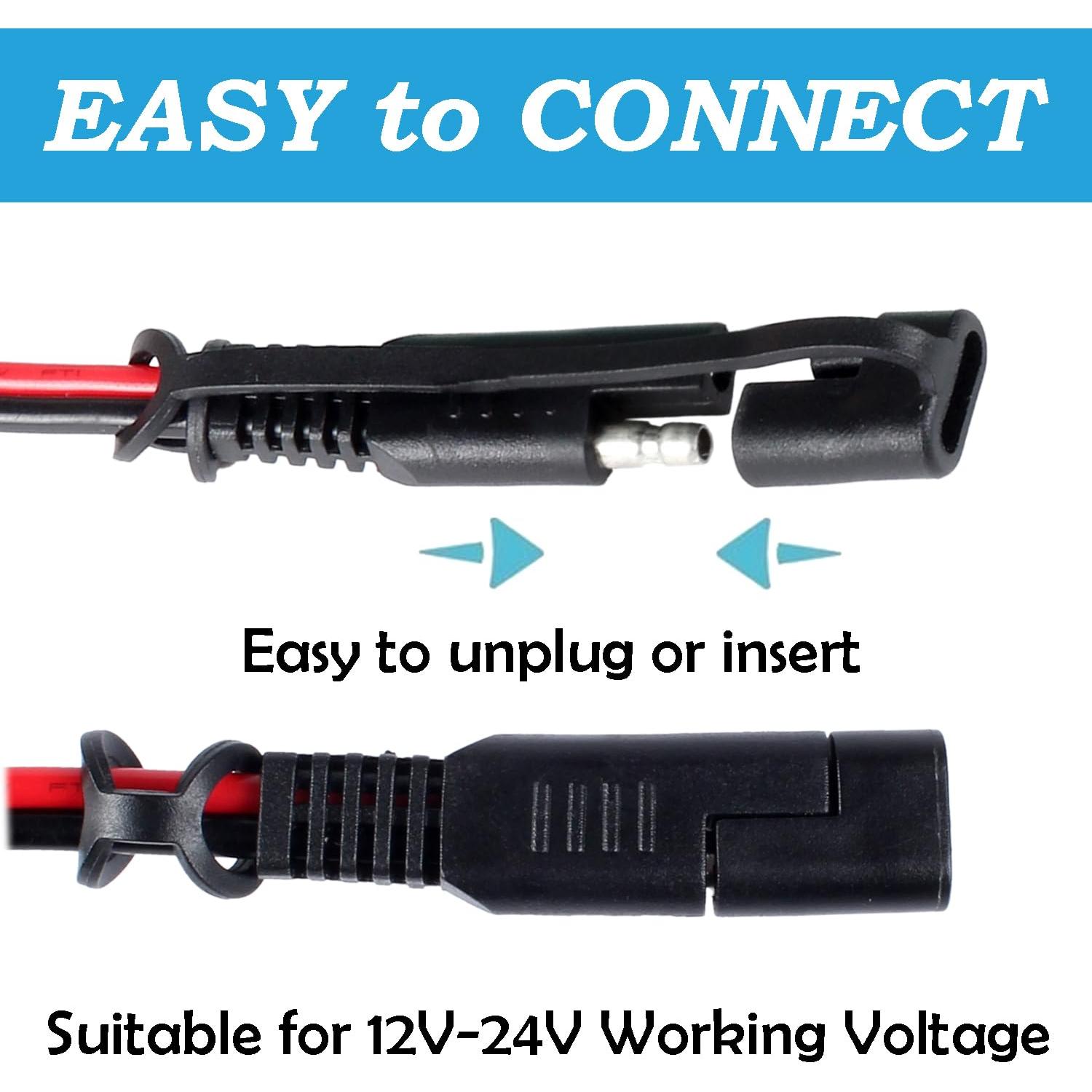 Cable de Conector SAE 16AWG con Terminal de Anillo 0.6m