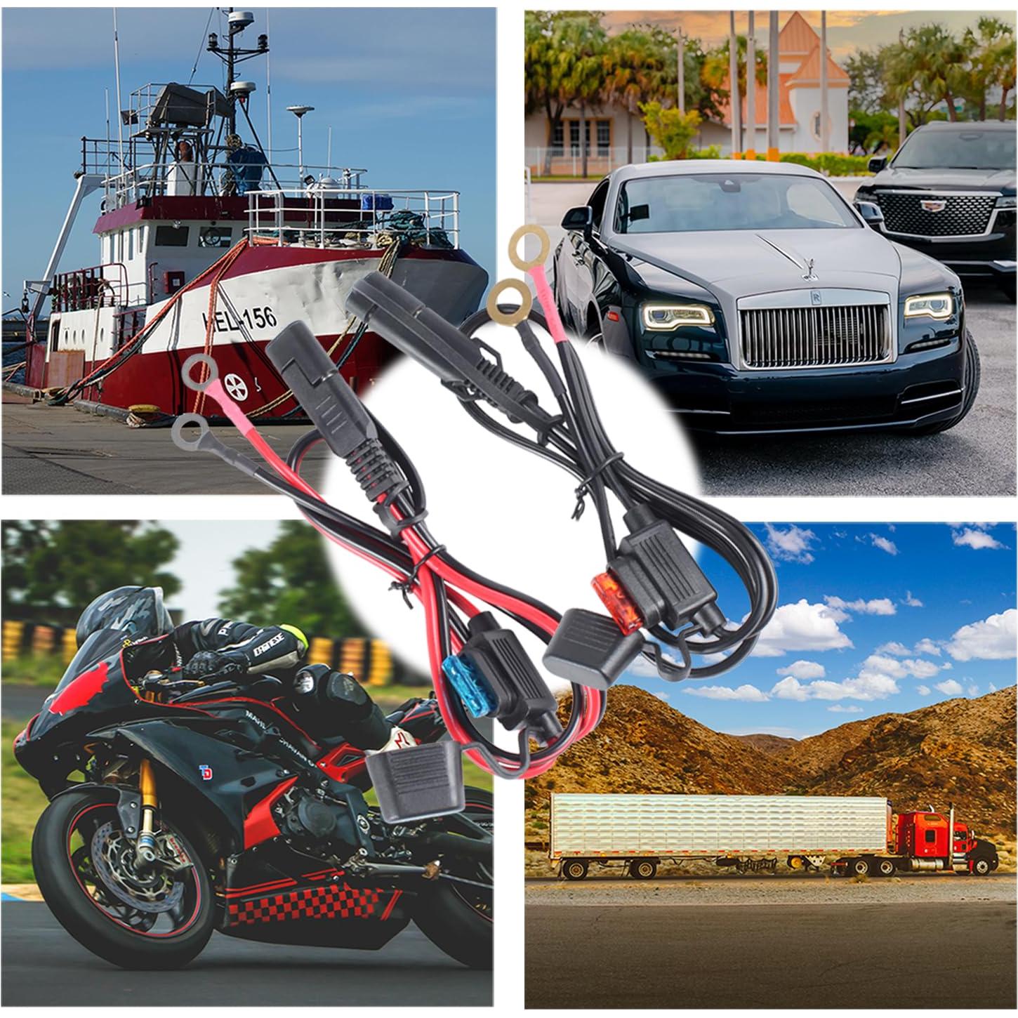 Cable de Conector SAE 16AWG con Terminal de Anillo 0.6m