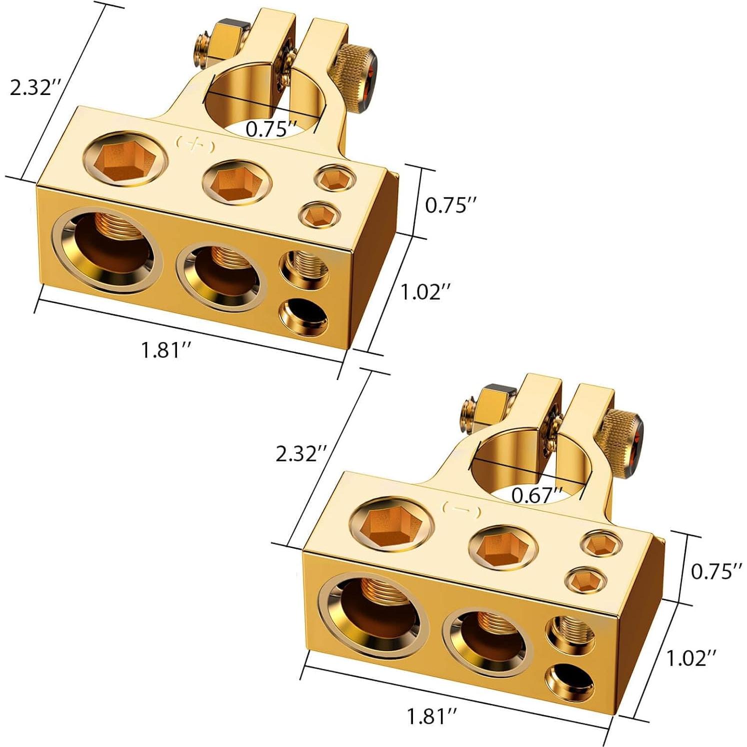 Conectores de Terminal de Batería COROTC 0/4/8/10 AWG Positivo Negativo
