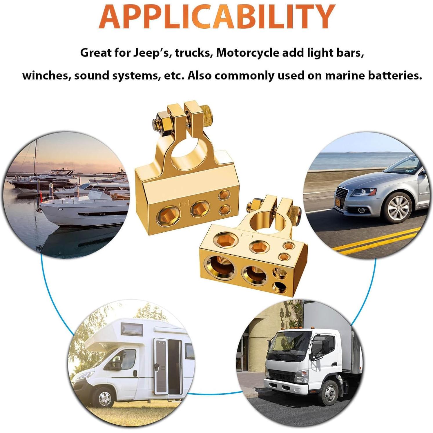 Conectores de Terminal de Batería COROTC 0/4/8/10 AWG Positivo Negativo