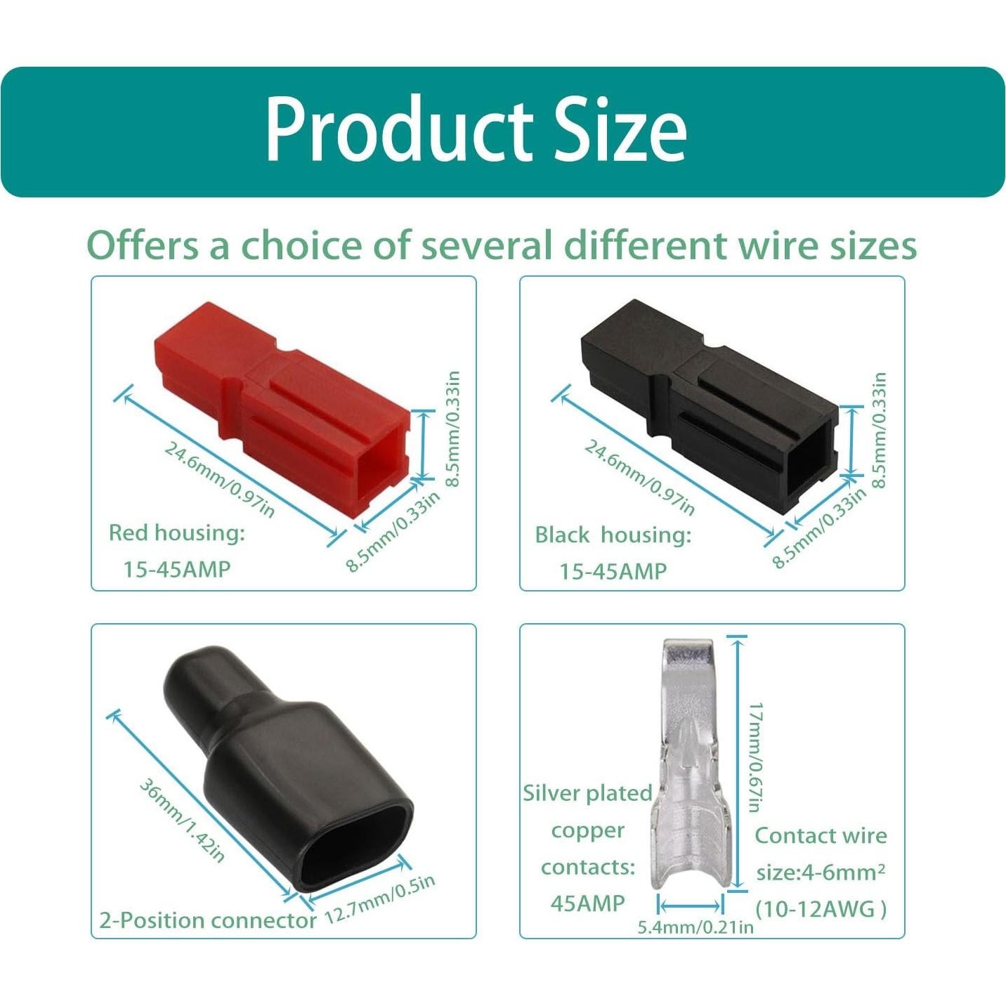 20 Pares Conectores de Terminales Rápida 45A Raogoodcx 4-6mm²