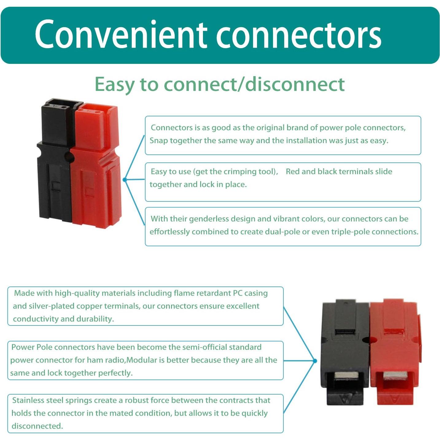 20 Pares Conectores de Terminales Rápida 45A Raogoodcx 4-6mm²