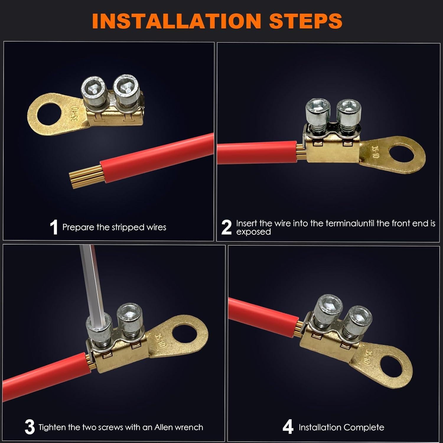 Terminales de Batería GKG 8-2AWG Cobre Reutilizables 5 Pcs