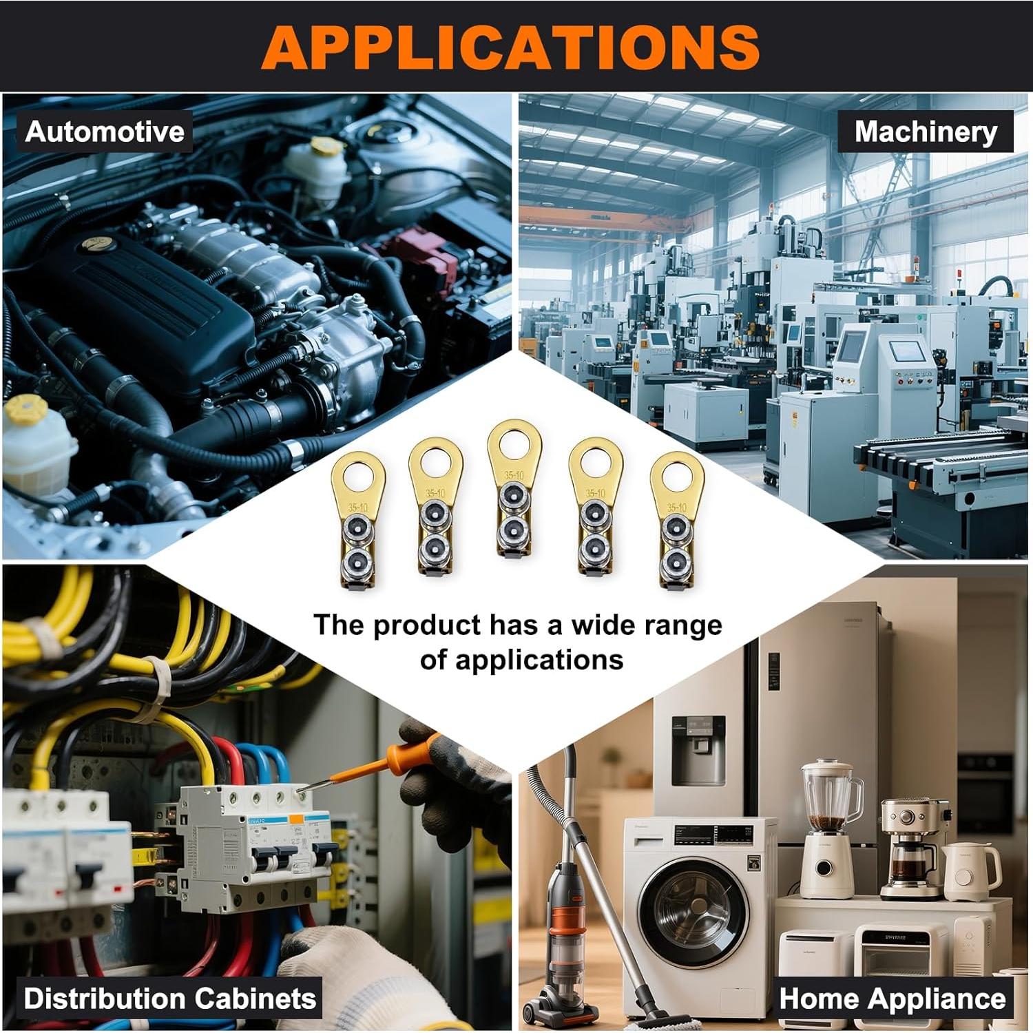 Terminales de Batería GKG 8-2AWG Cobre Reutilizables 5 Pcs