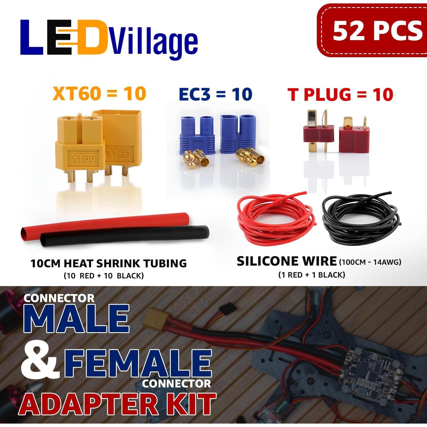 Kit de Conectores Adaptadores Macho y Hembra 52pcs Ledvillage