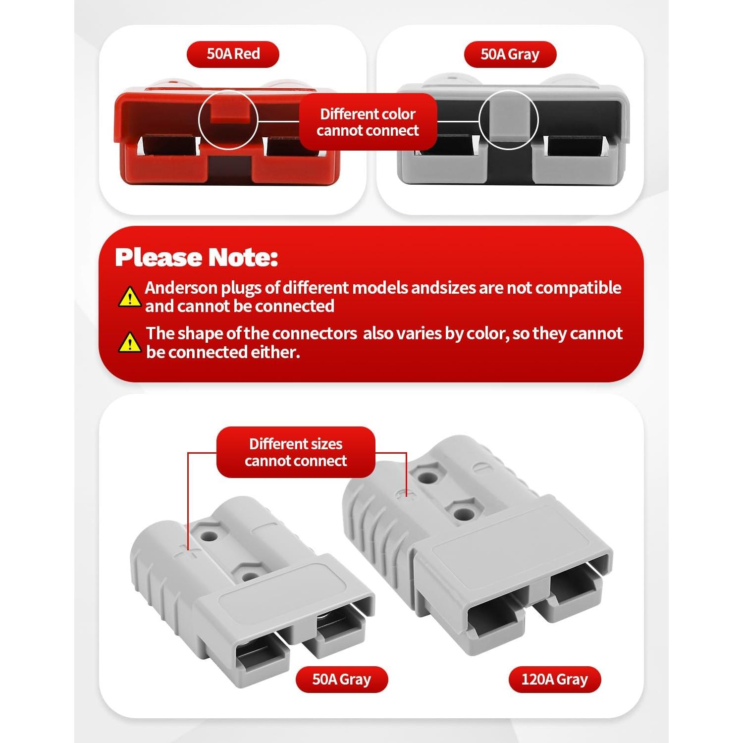 Conector Rápido de Batería OXDFK 50A-600V 6PCS Cables de Salto
