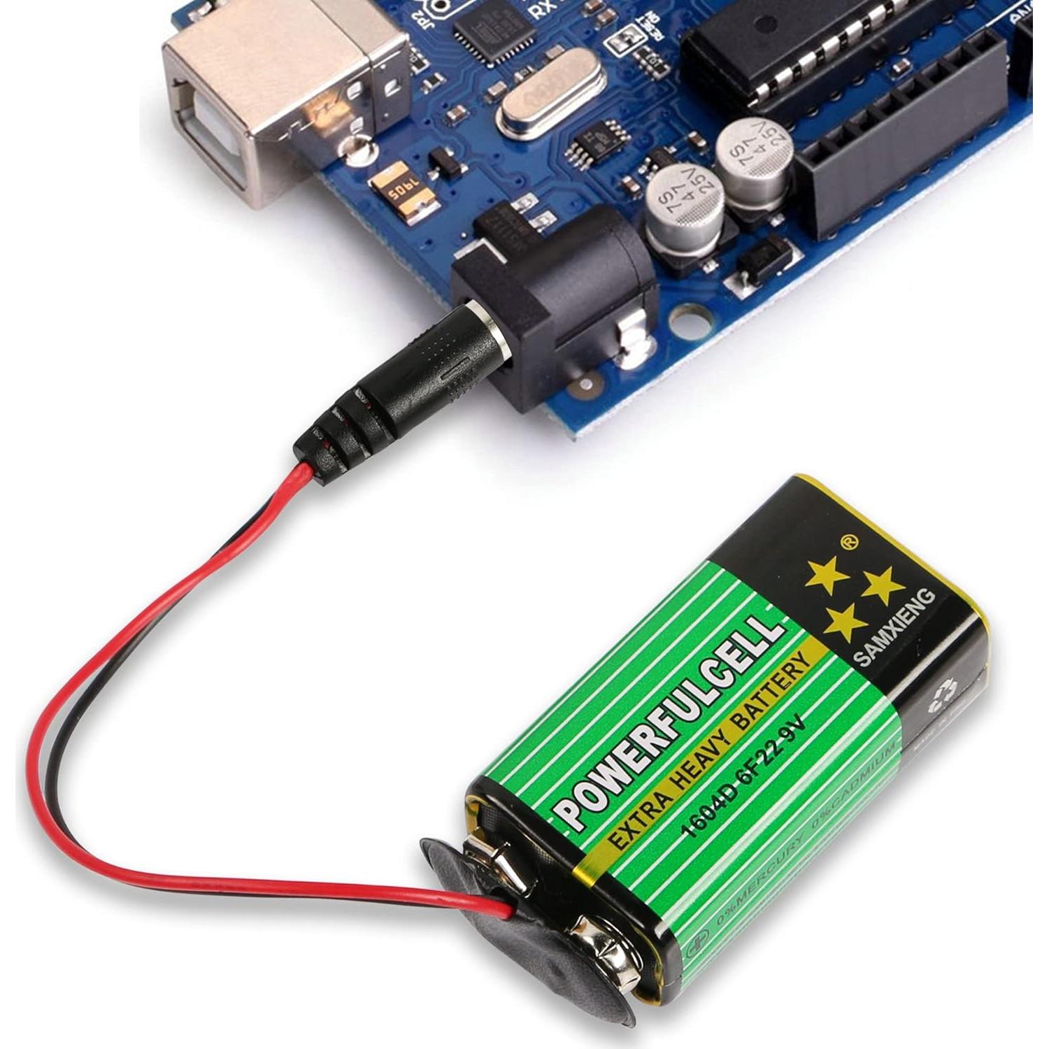 Conector de Batería 9V Tipo T YOUCHENG con Enchufe DC 5.5x2.1mm - Paquete de 5