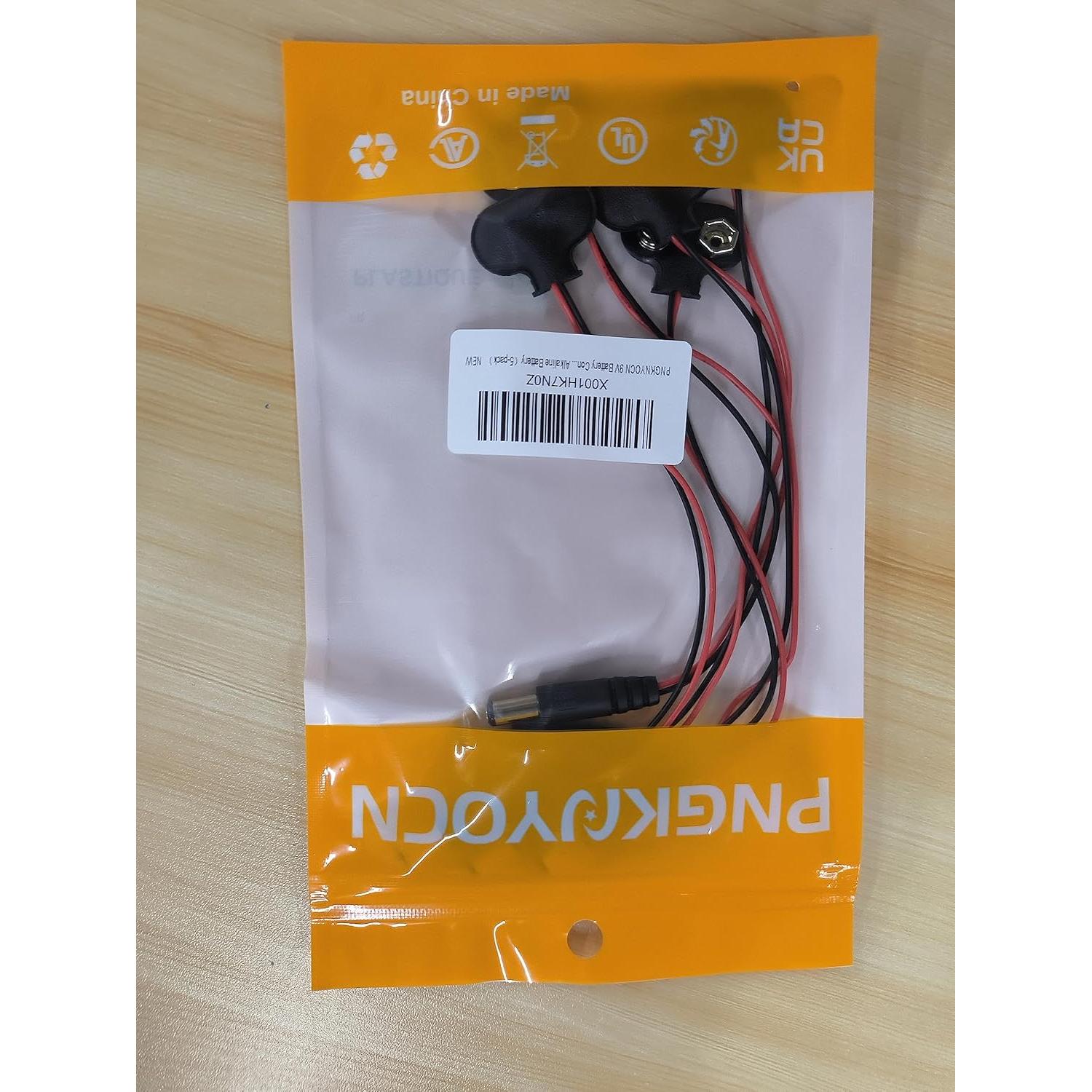 Conector de Batería 9V Tipo T YOUCHENG con Enchufe DC 5.5x2.1mm - Paquete de 5