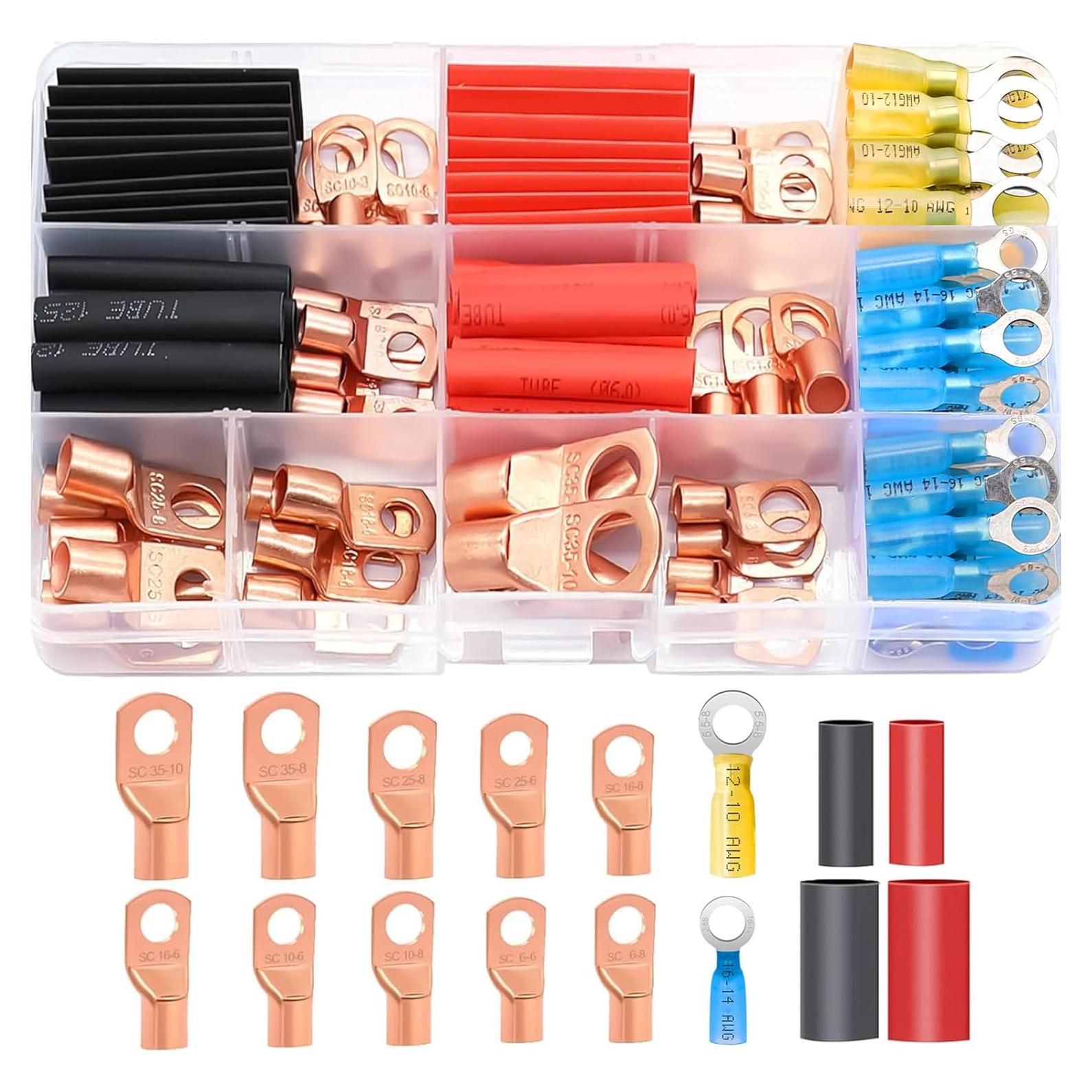 Kit 110PCS Terminales de Cable de Batería Twidec AWG 2-16