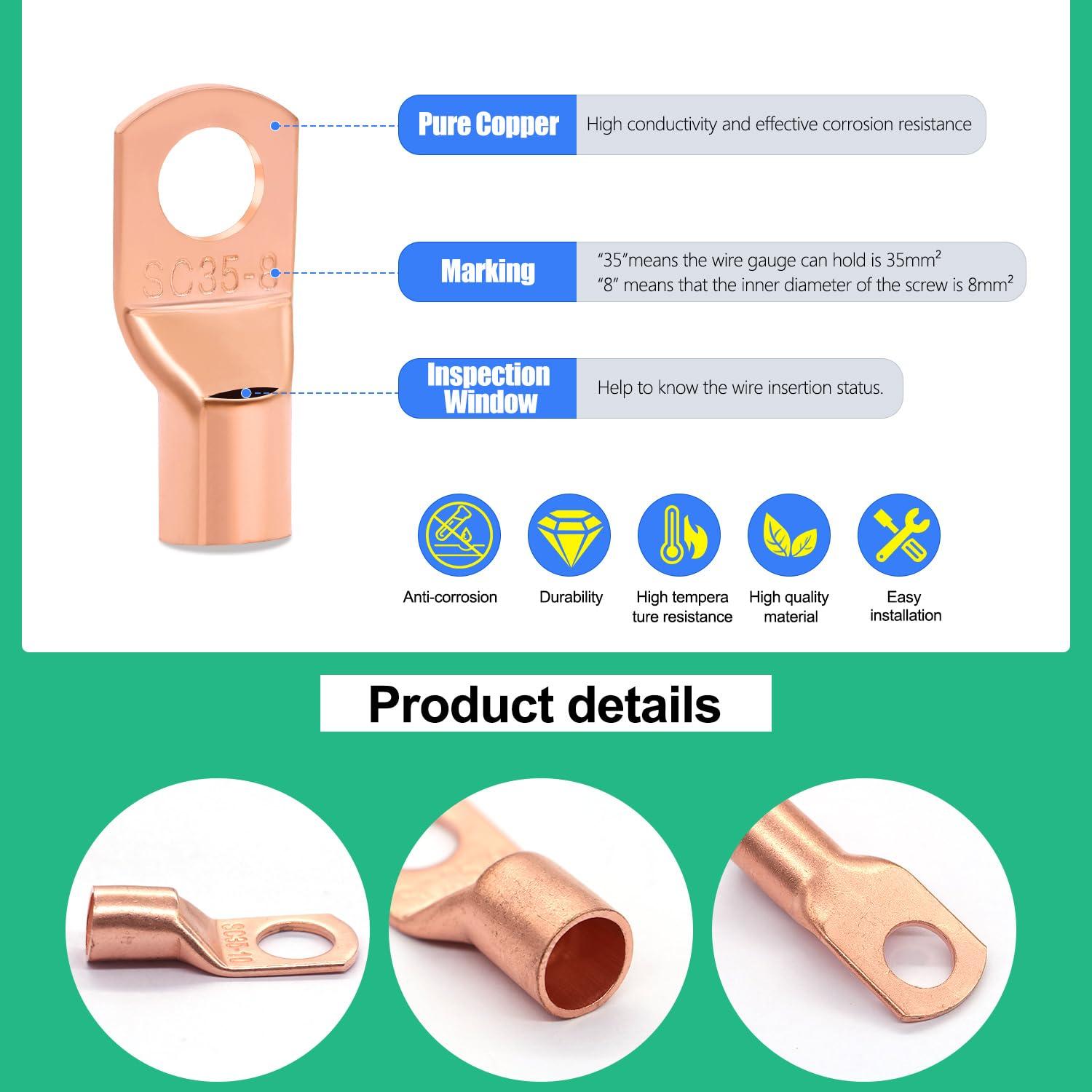 Kit 110PCS Terminales de Cable de Batería Twidec AWG 2-16
