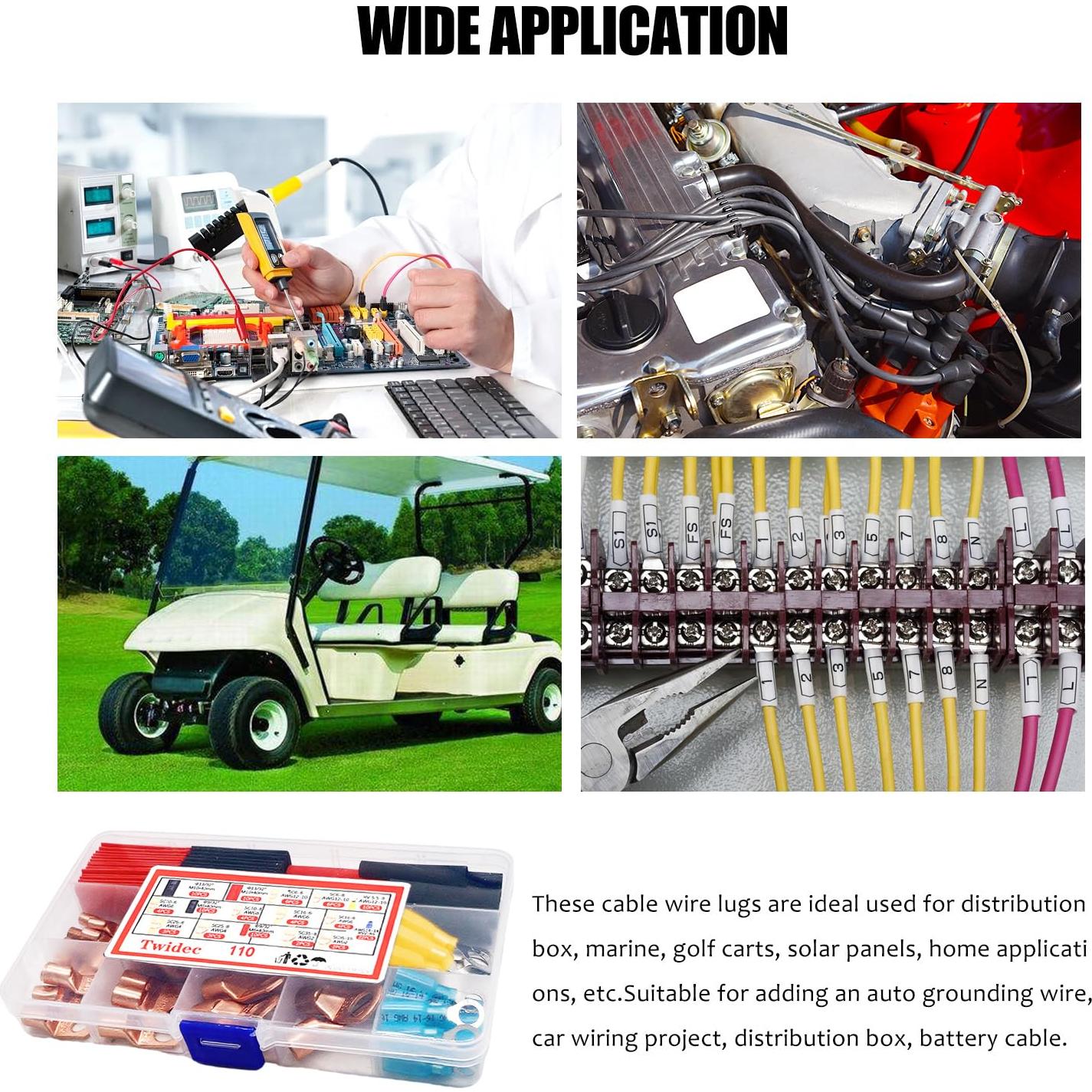 Kit 110PCS Terminales de Cable de Batería Twidec AWG 2-16