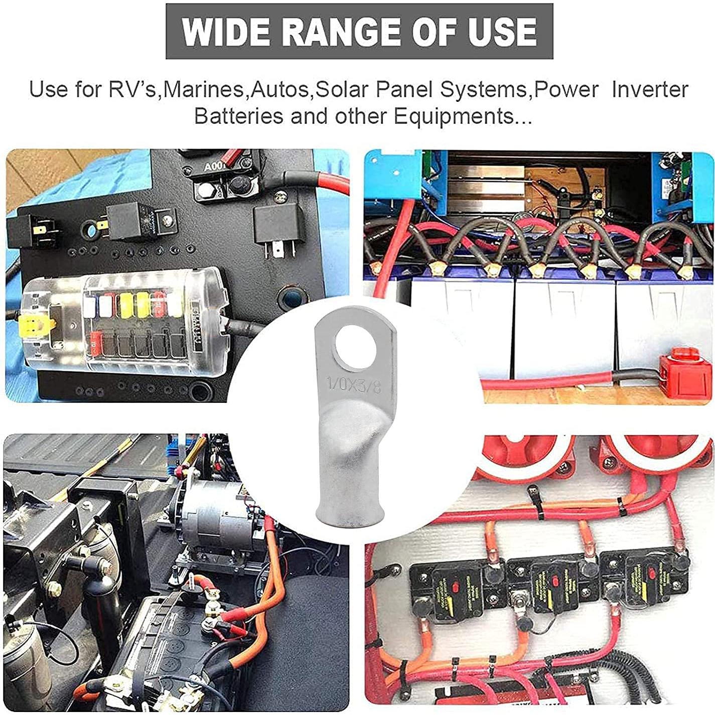 Terminales de Anillo de Cobre TKDMR 8 AWG 10 Pcs con Tubo Termocontraíble