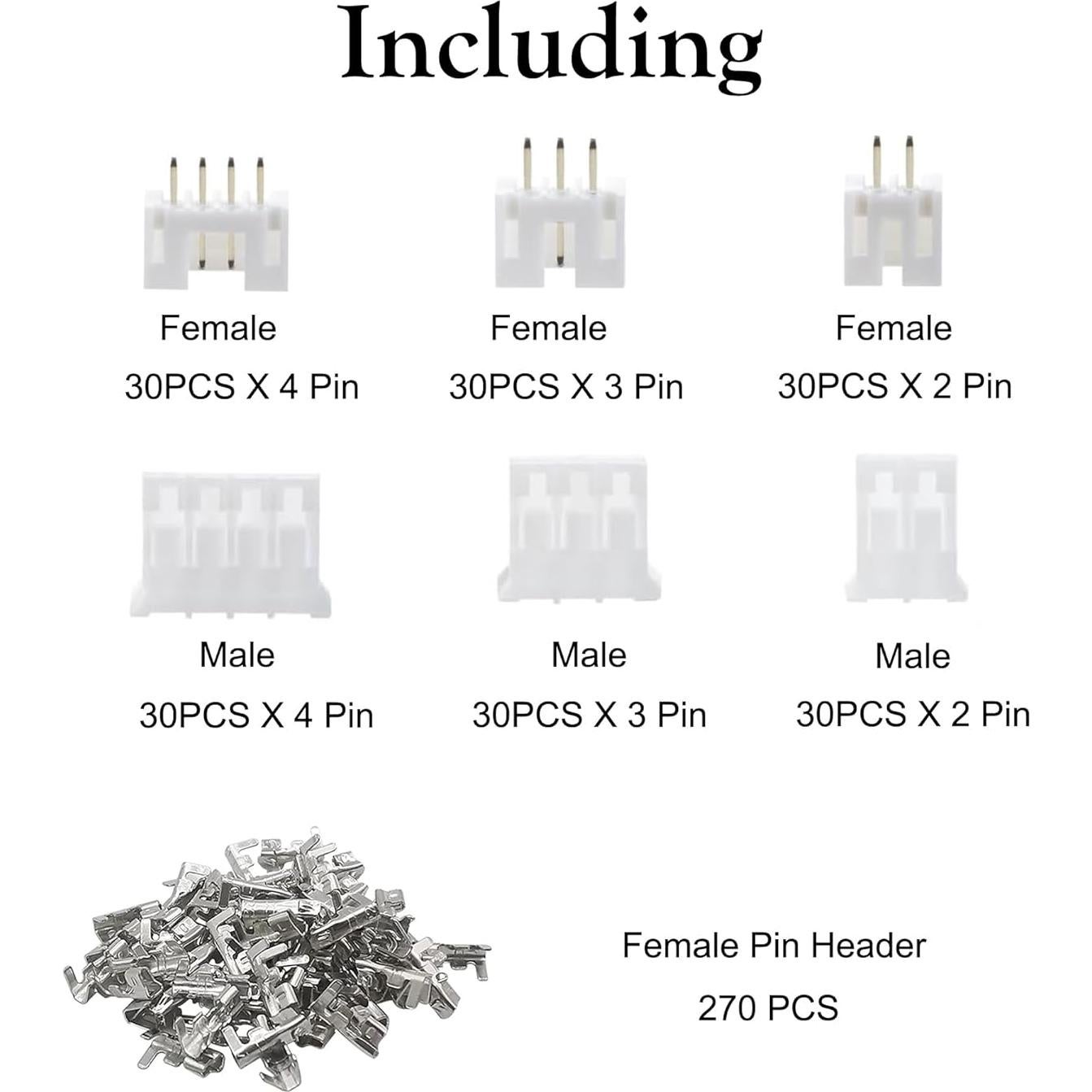 Kit de Conectores JST PH 450PCS 2.0mm Macho y Hembra