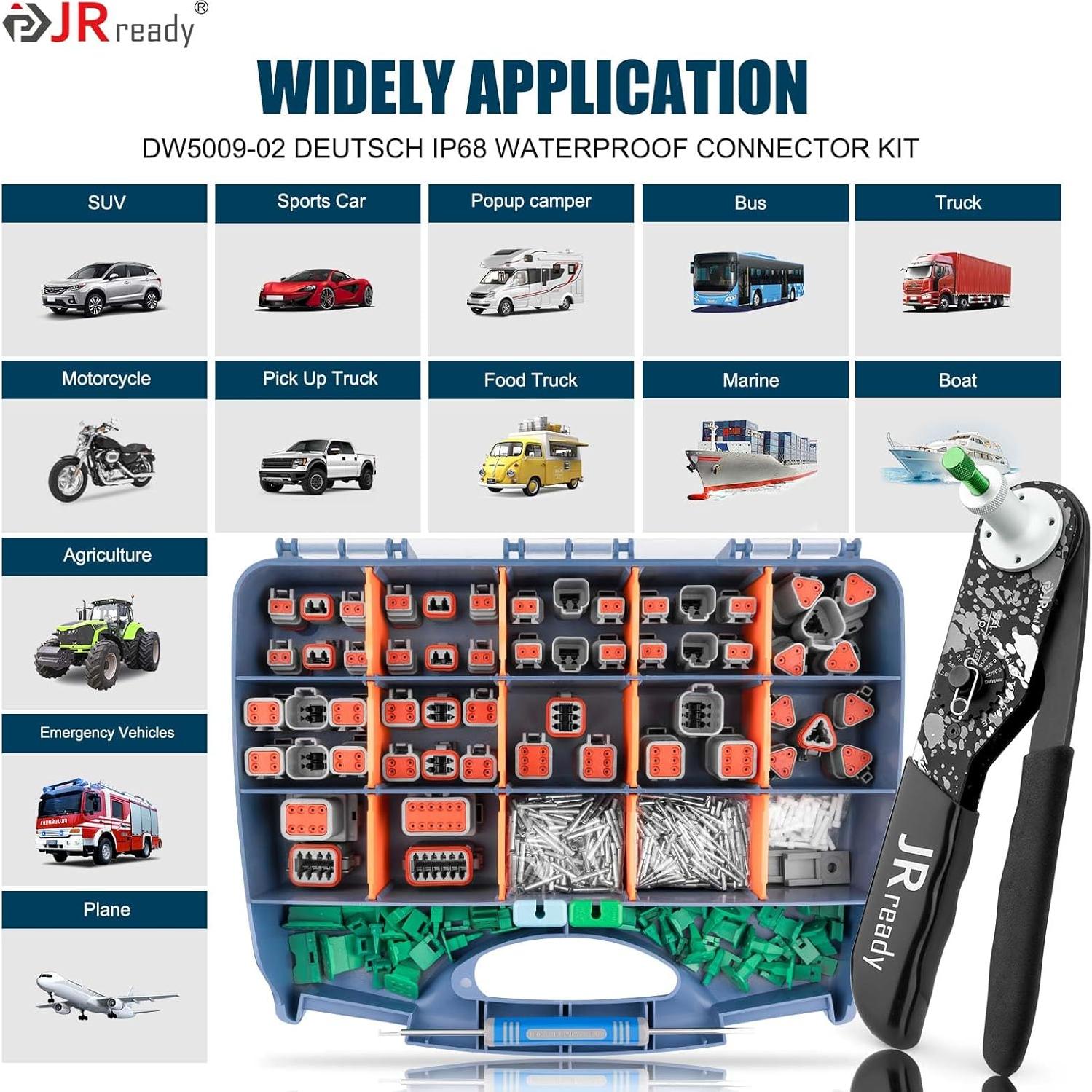 Kit de Conectores Deutsch JRready DW5009-02 IP68 356 PCS