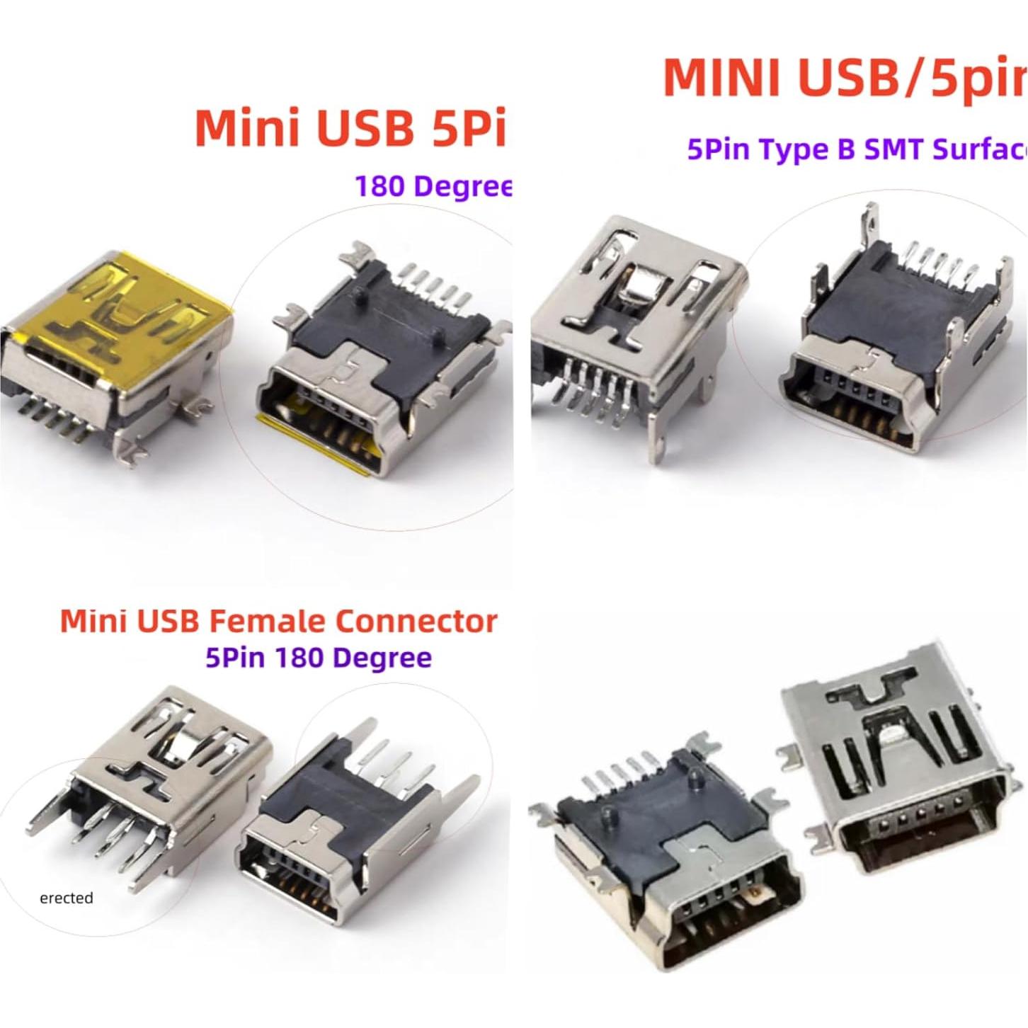 Kit 28Pcs Enchufes Mini USB Femeninos 5/8/10 Pines SMD