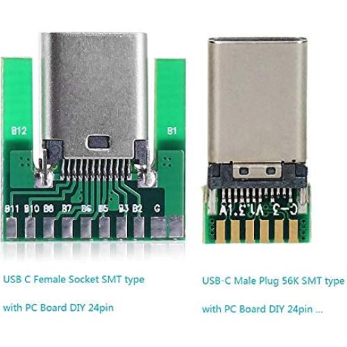 Conector USB C 3.1 Tipo C Macho y Hembra CY con Placa PCB