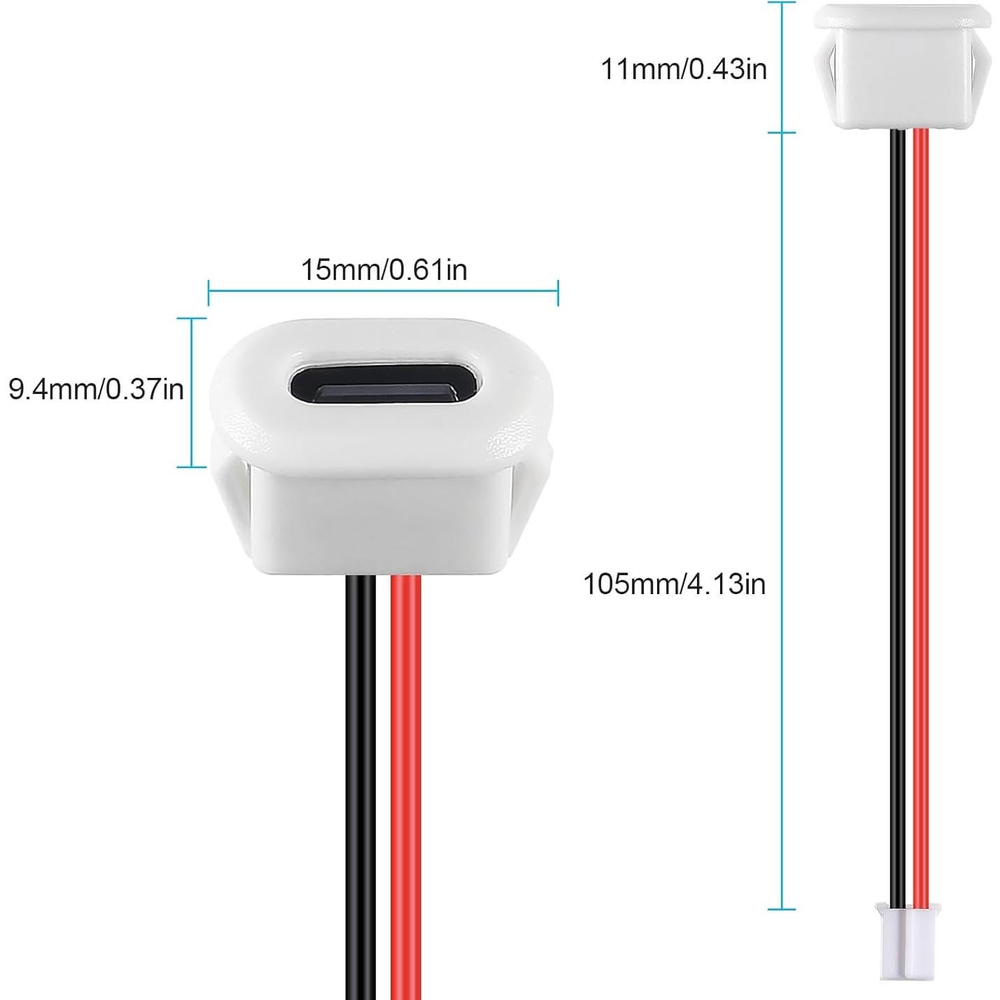 15 Conectores USB Tipo-C Hembrados 2P 3A JUZITAO