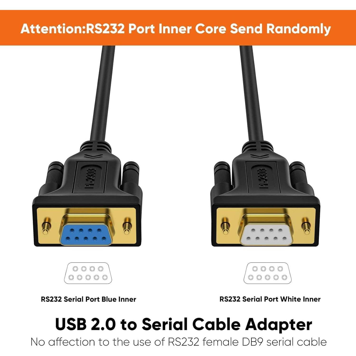 Adaptador USB a RS232 CableCreation 2m Chipset PL2303 Negro